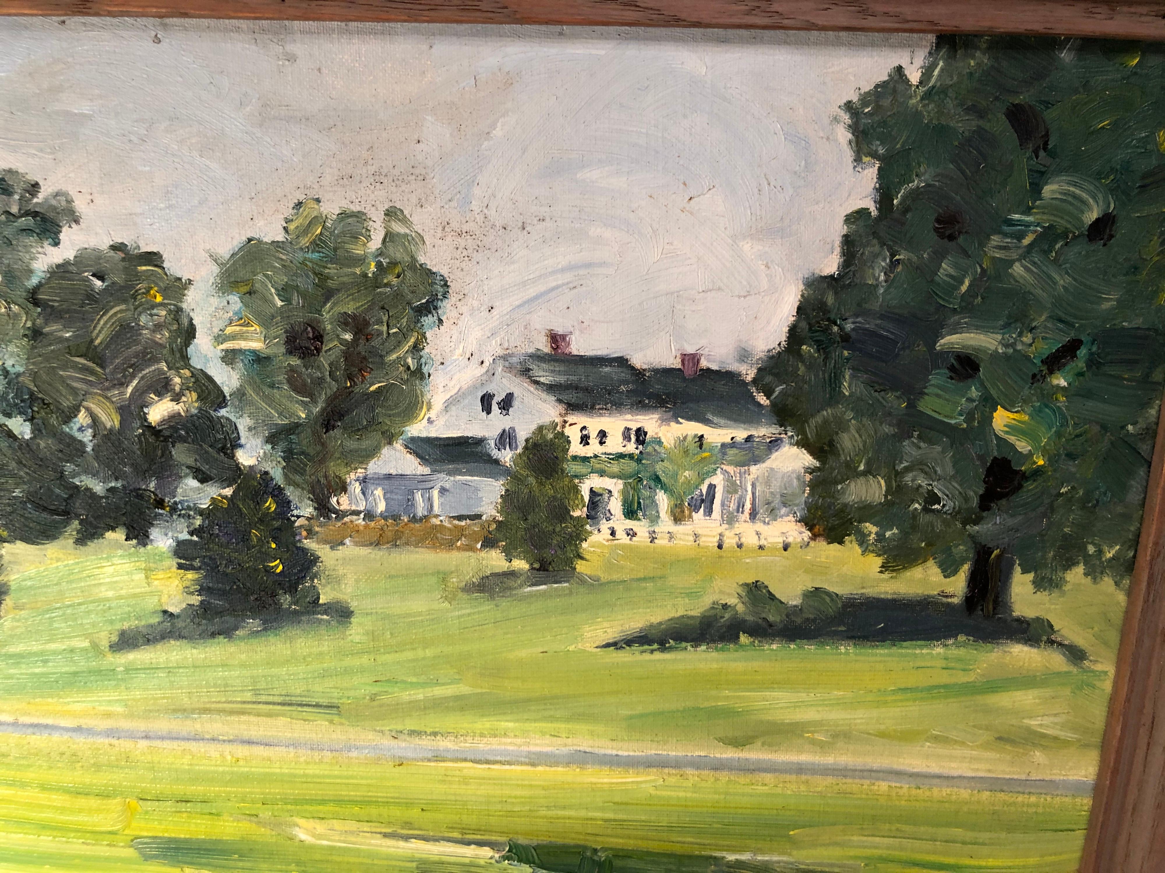 Oil on Board of a Pastoral Scene with House For Sale 9