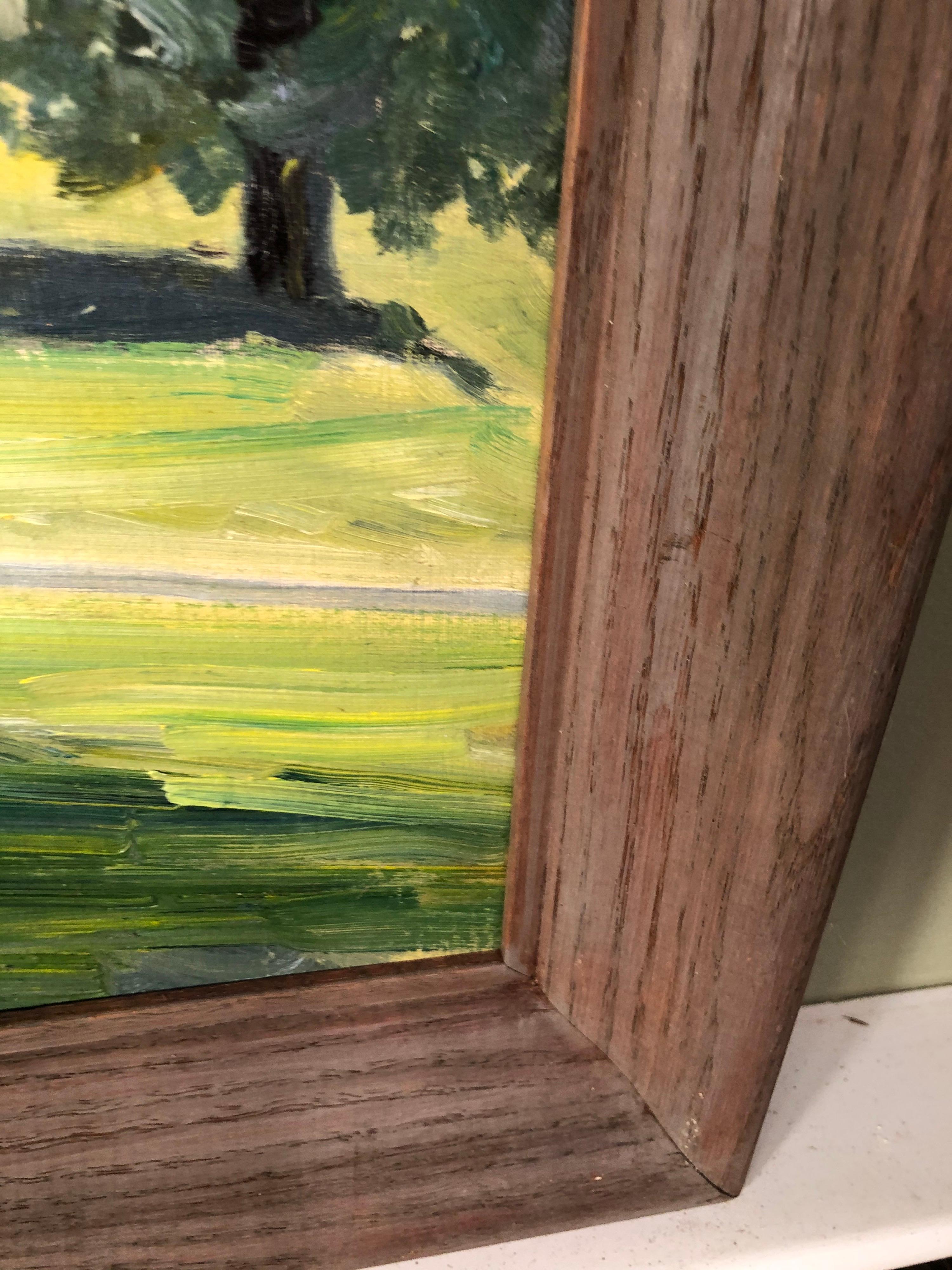 Oil on Board of a Pastoral Scene with House For Sale 11
