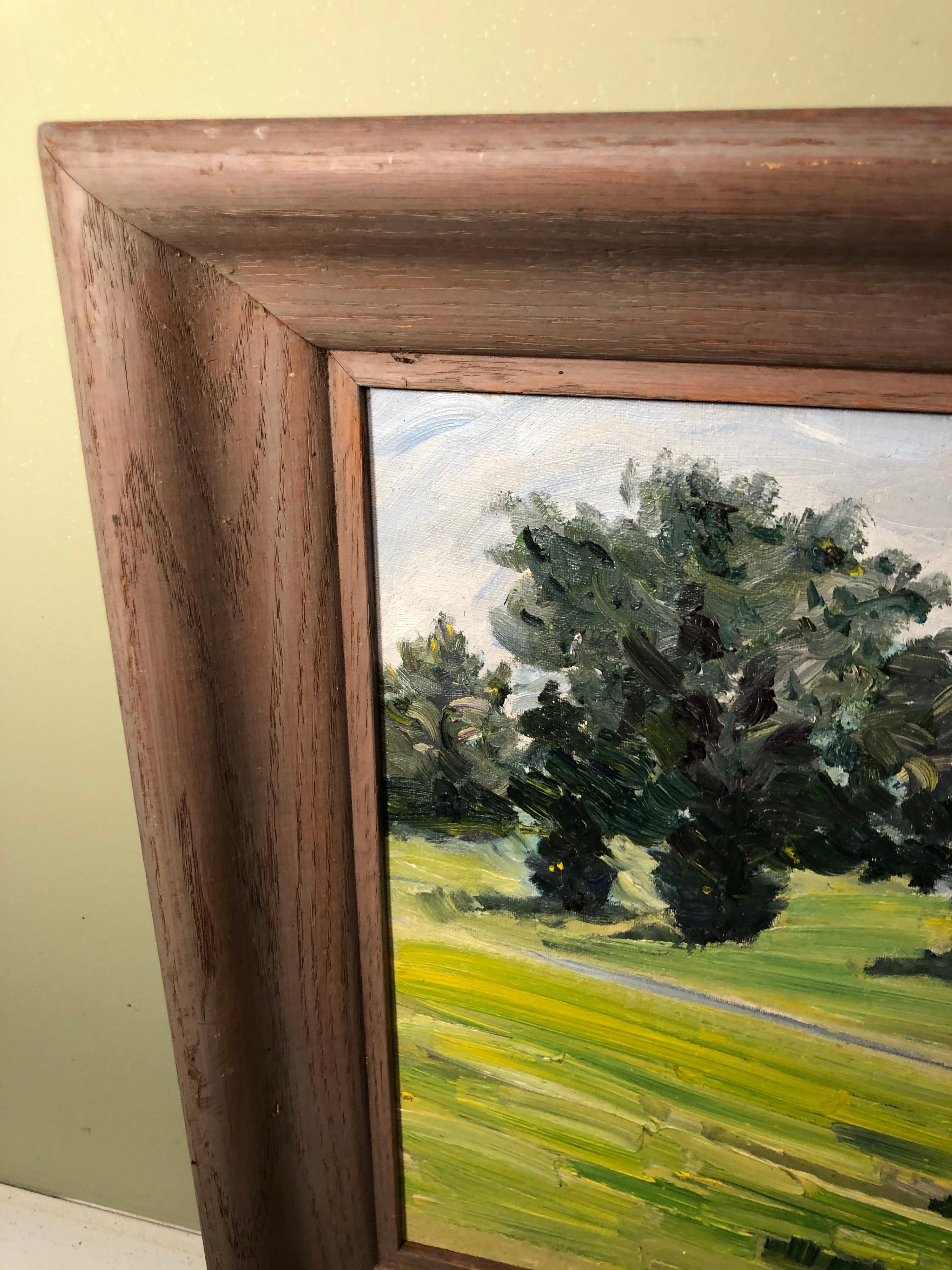 Oil on Board of a Pastoral Scene with House For Sale 13