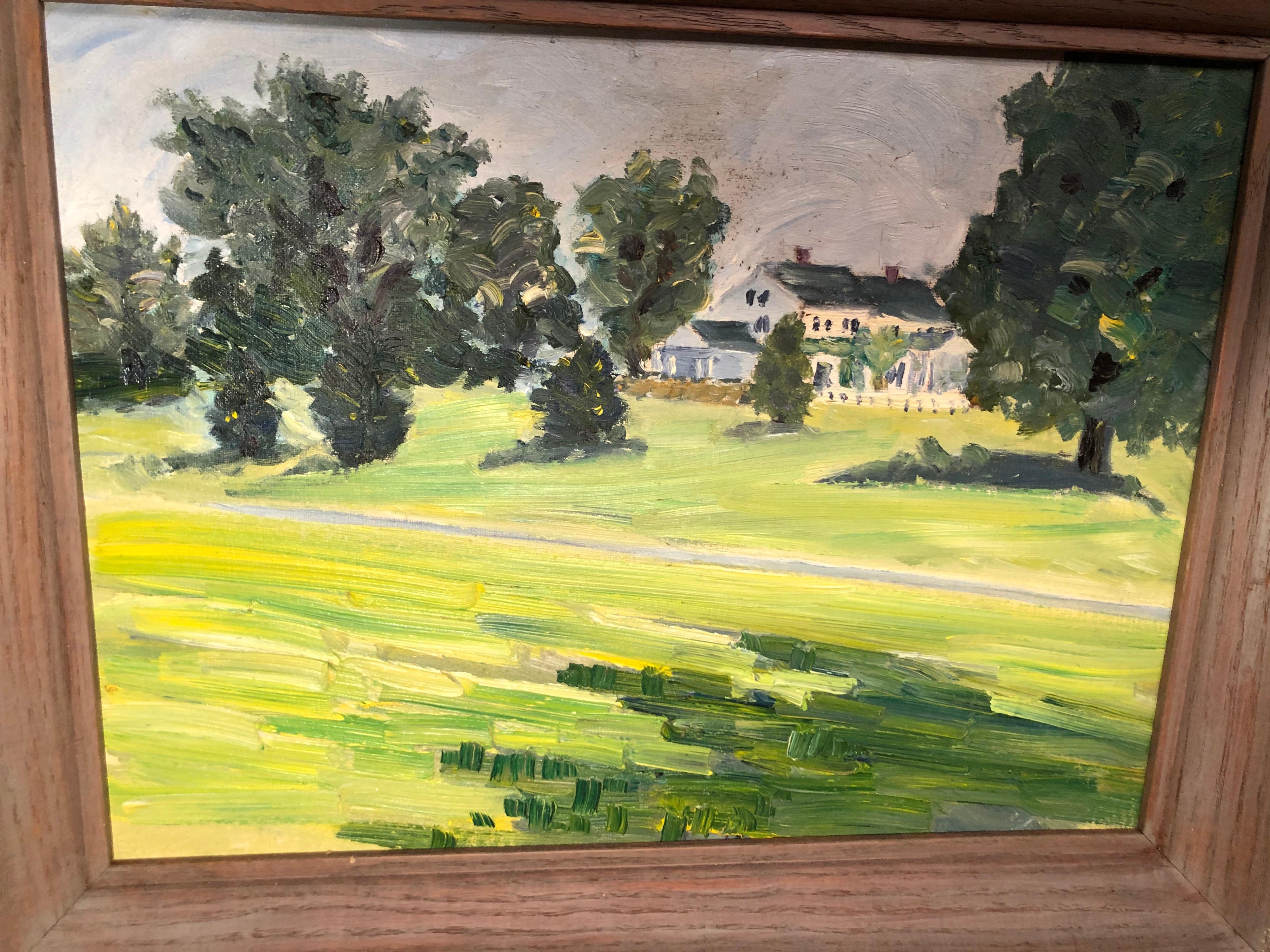 Canvas Oil on Board of a Pastoral Scene with House For Sale