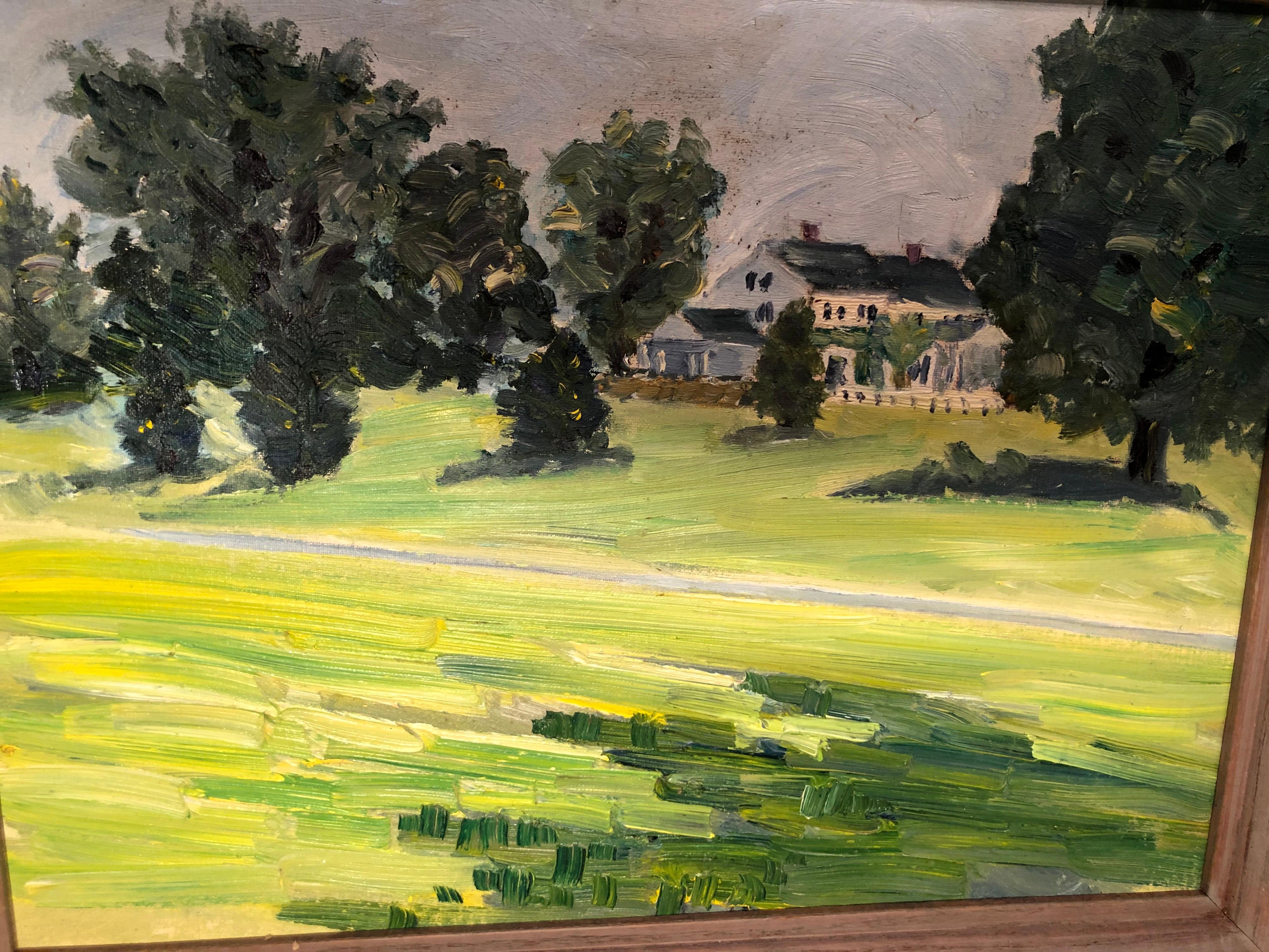 Oil on Board of a Pastoral Scene with House For Sale 1