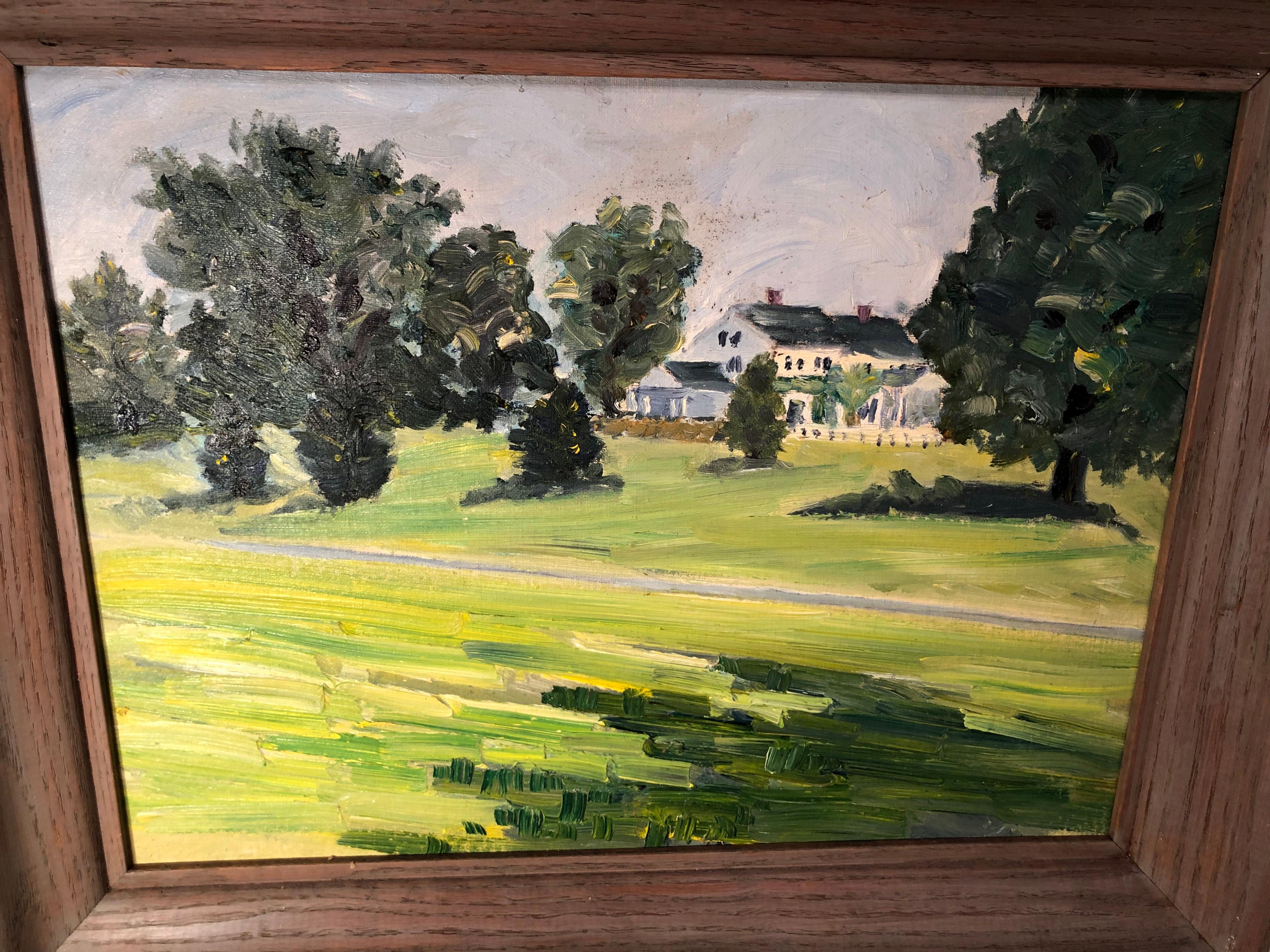 Oil on Board of a Pastoral Scene with House For Sale 2