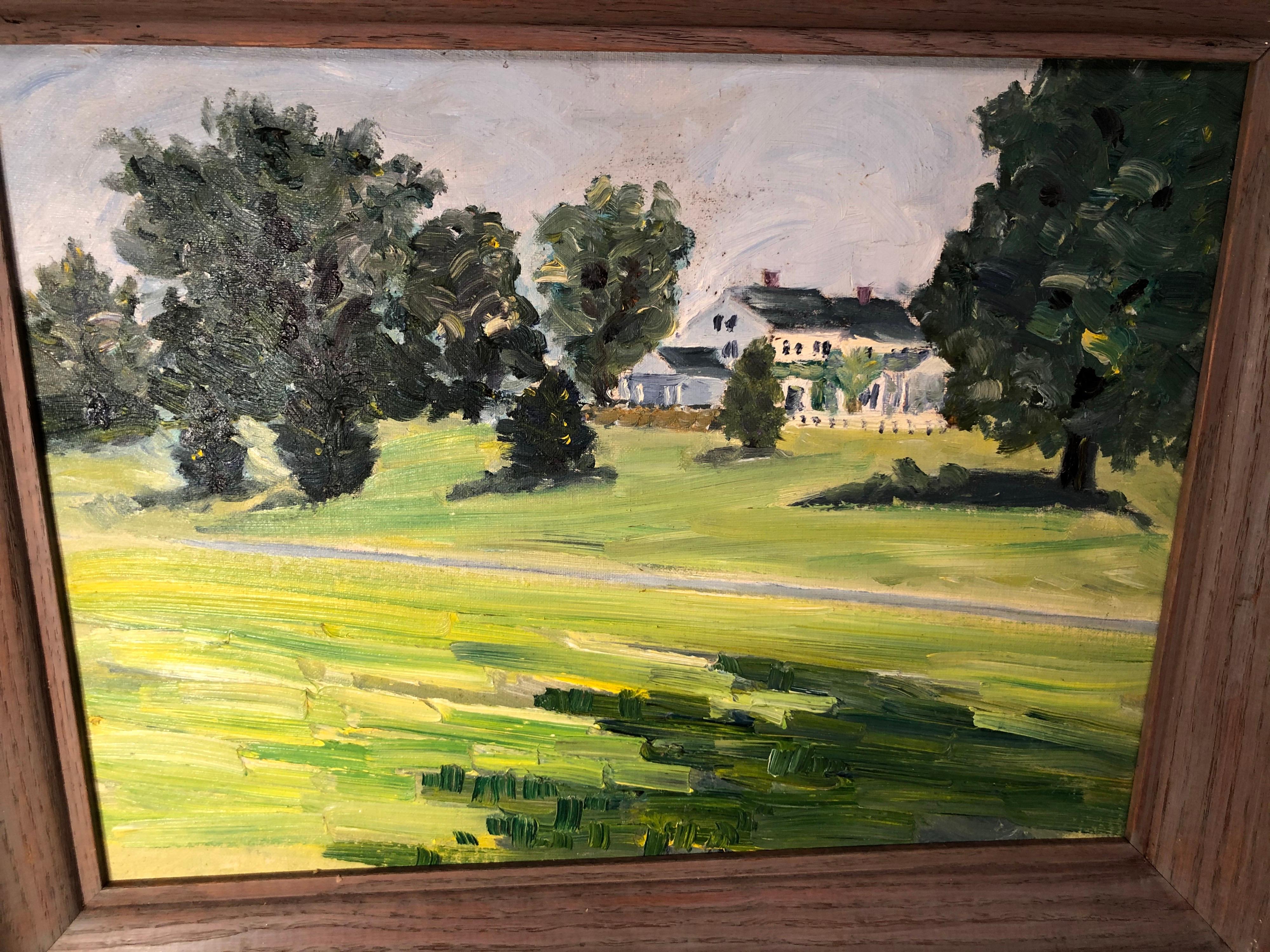 Oil on Board of a Pastoral Scene with House For Sale 3