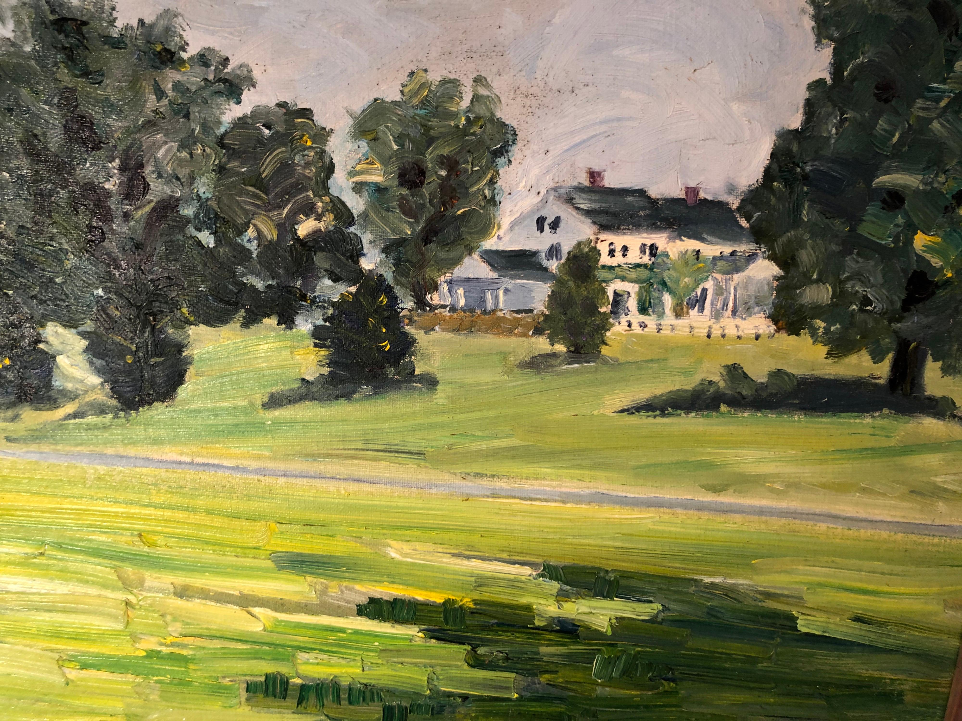 Oil on Board of a Pastoral Scene with House For Sale 4