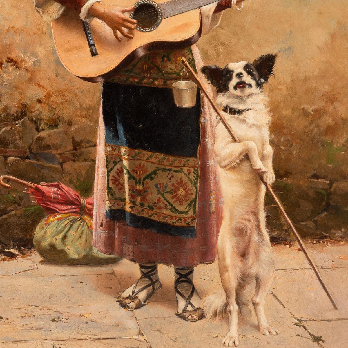 Spanish Oil On Board Of A Woman Playing Guitar, Signed By José Echena (Spain 1845-1909) For Sale