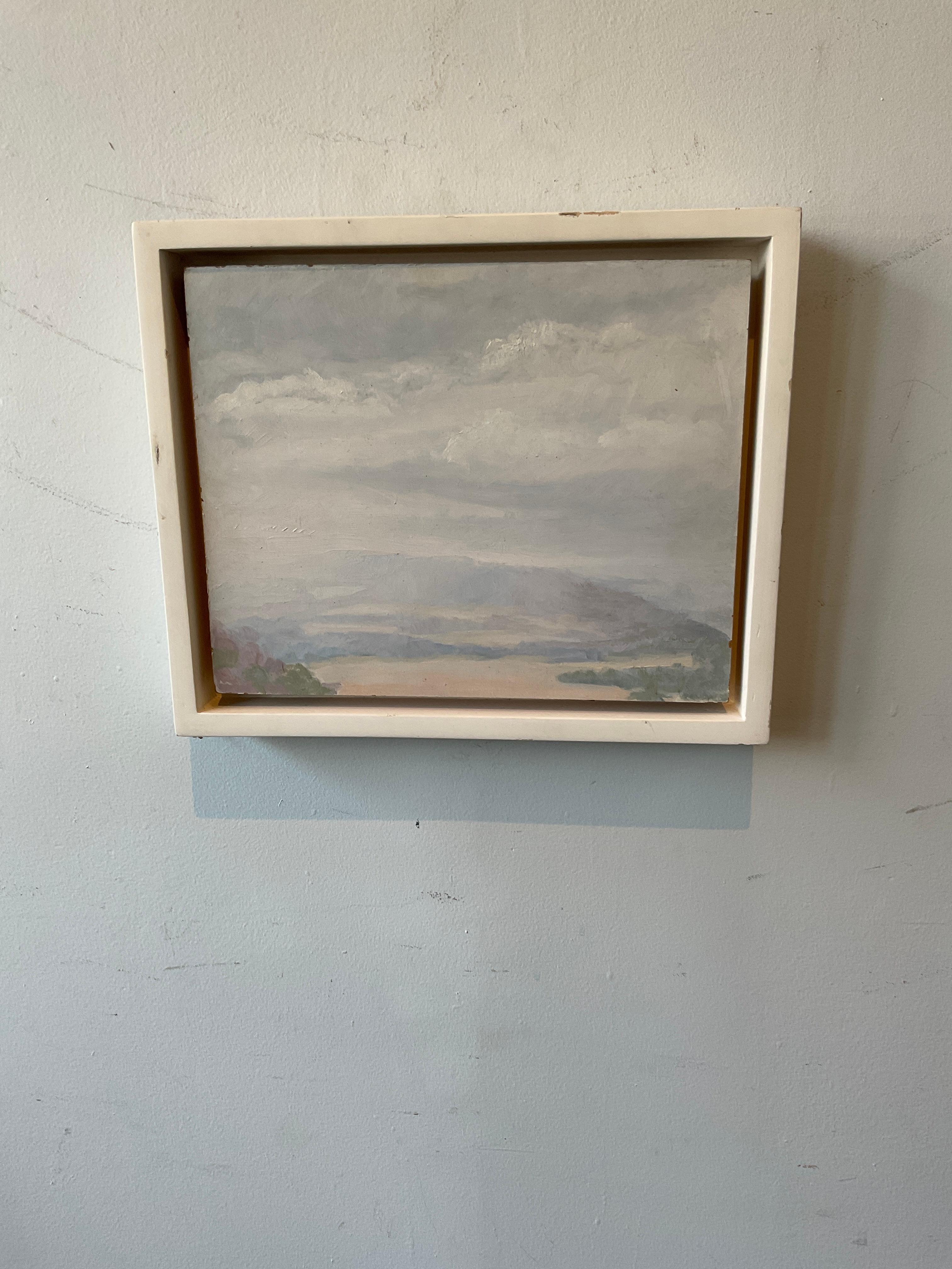 Oil on board of Delaware Water Gap in the snow.