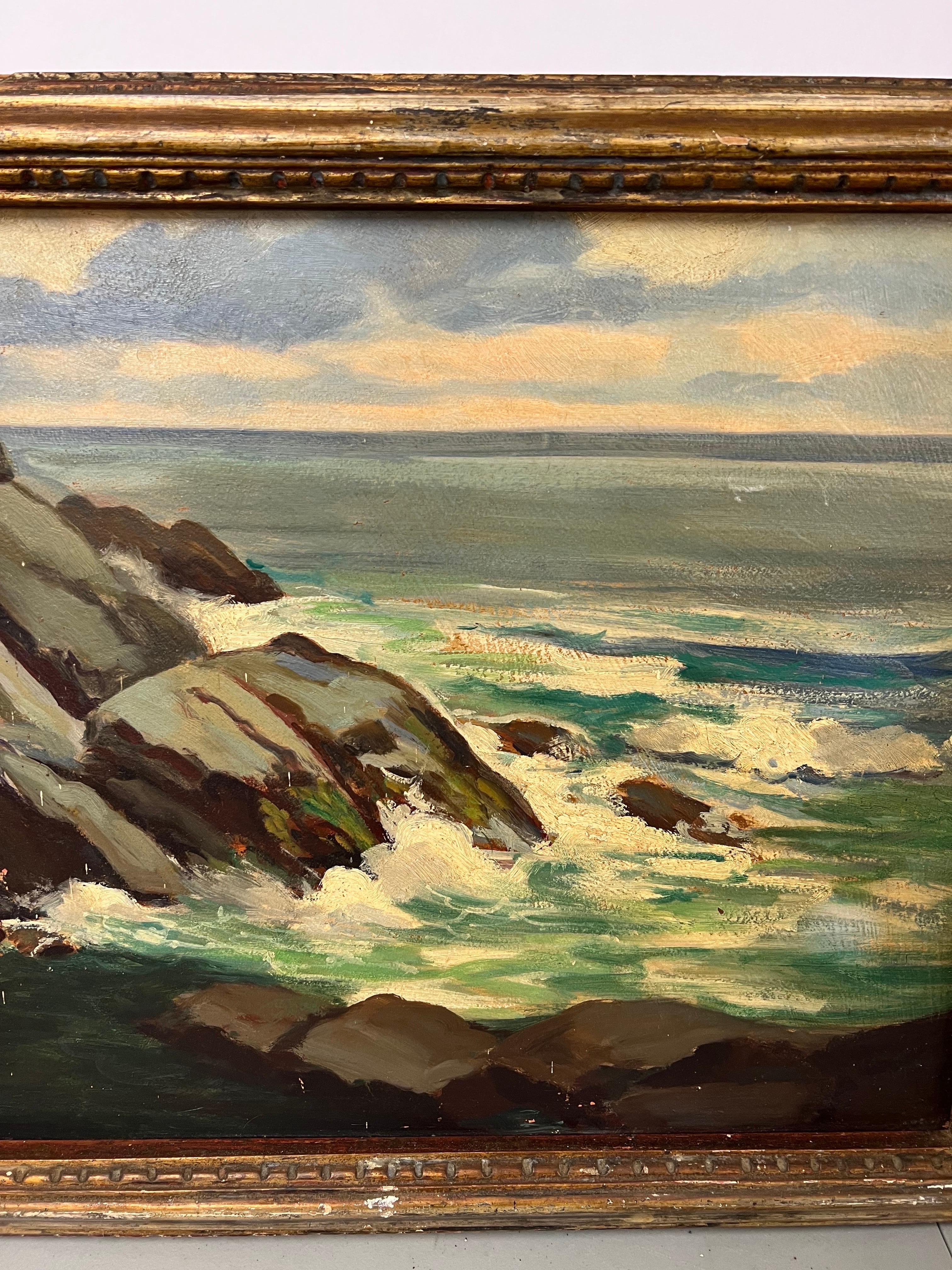 Wood Oil on board of New Hampshire Coastal Scene For Sale