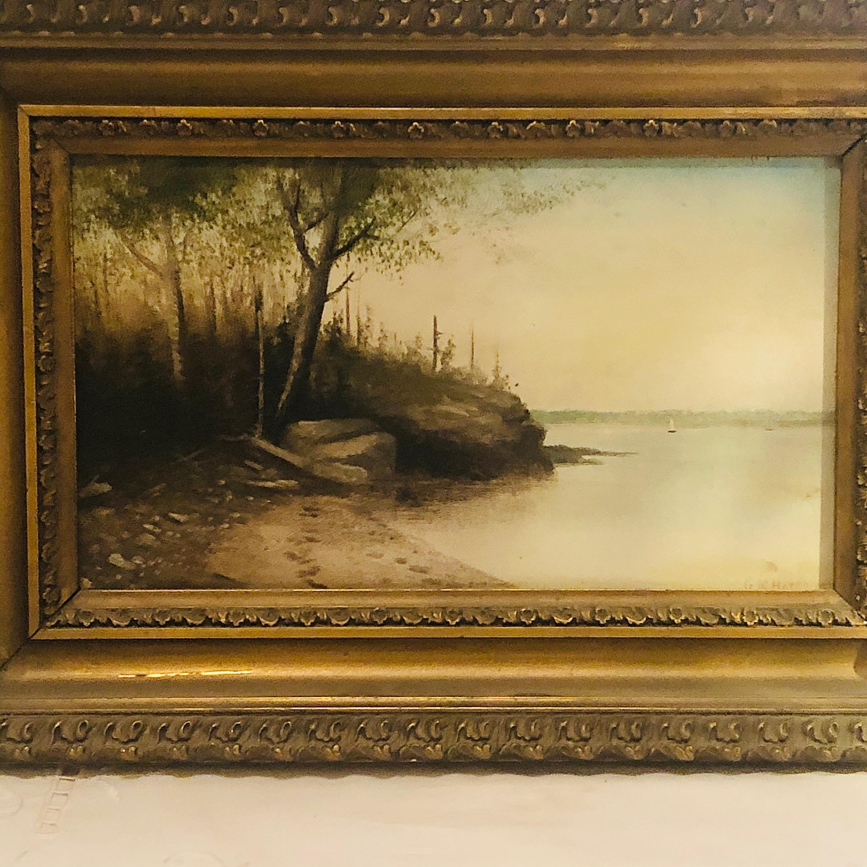 Other Oil on Board of Peaks Island in Maine Signed George M. Hathaway '1853-1903'