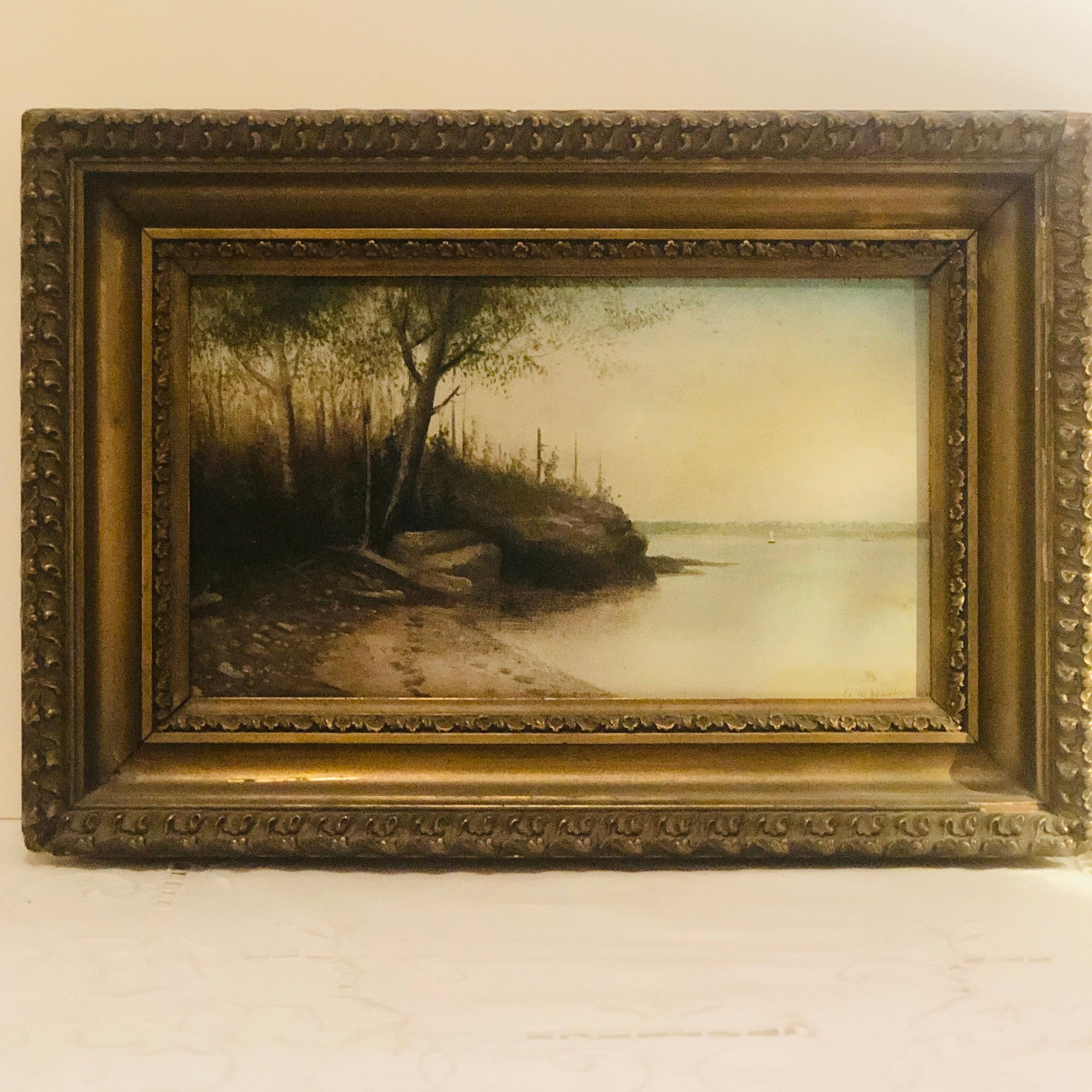Oil on Board of Peaks Island in Maine Signed George M. Hathaway '1853-1903' In Good Condition In Boston, MA
