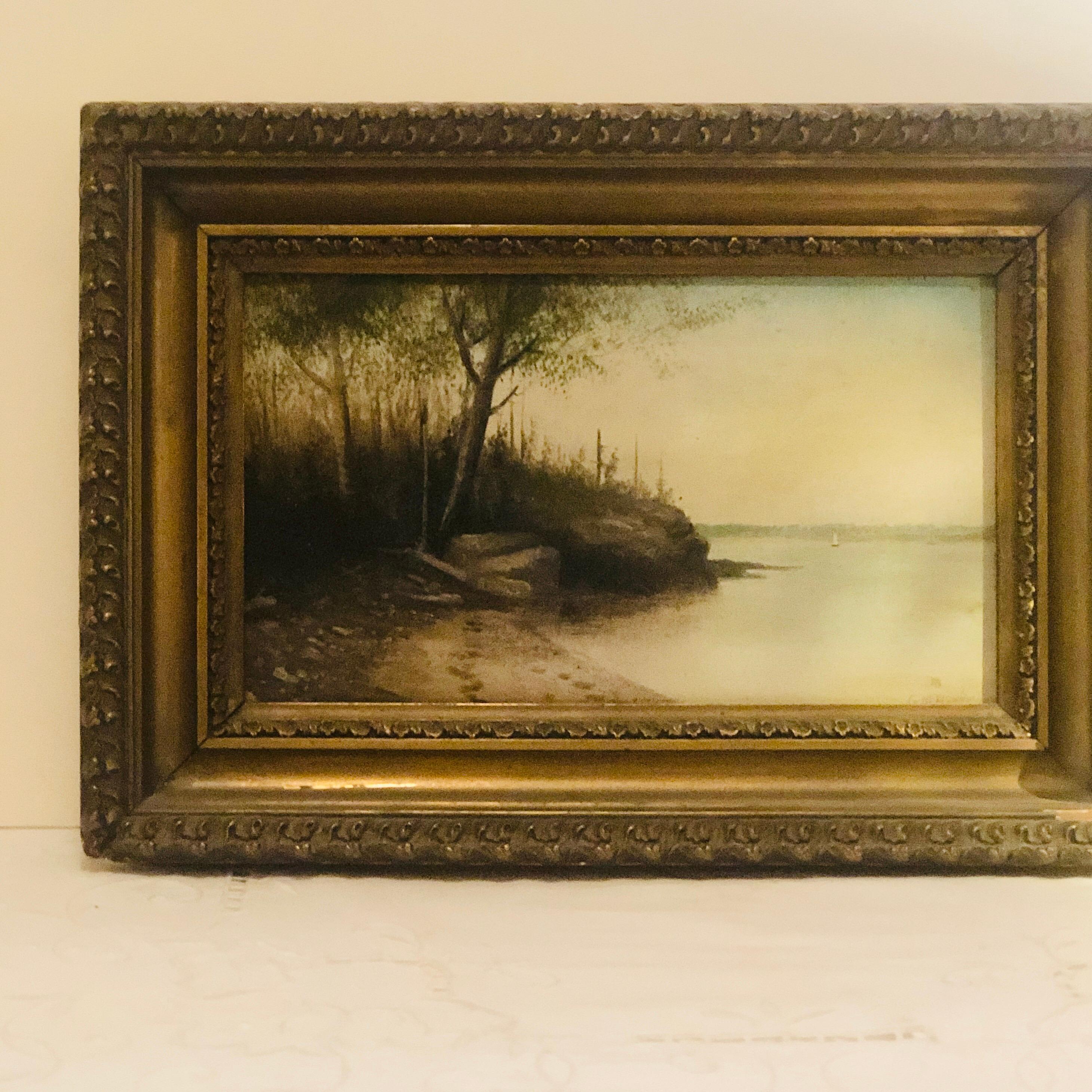 Late 19th Century Oil on Board of Peaks Island in Maine Signed George M. Hathaway '1853-1903'