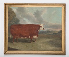 Oil on Board of Prize Cow Signed "Whitford 1867"