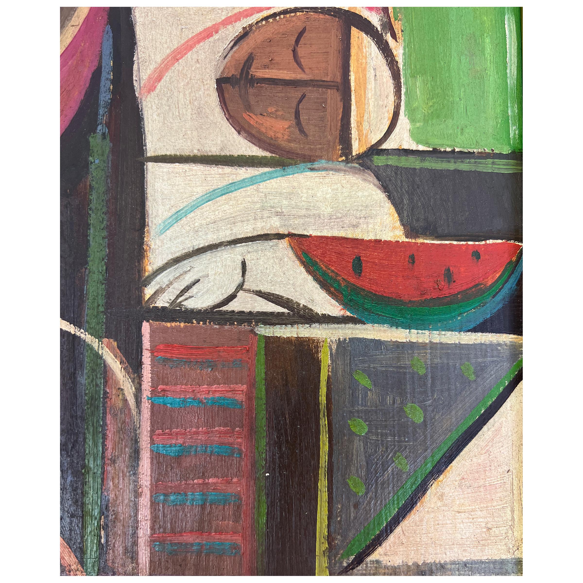 Iraqi Oil on Board Painting by Jawad Selim