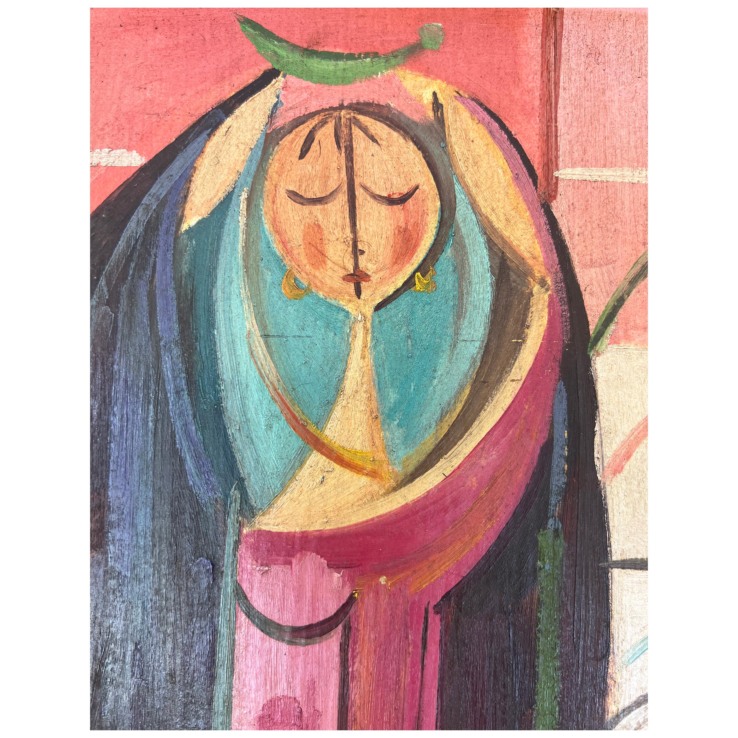 Oil on Board Painting by Jawad Selim In Good Condition In London, GB