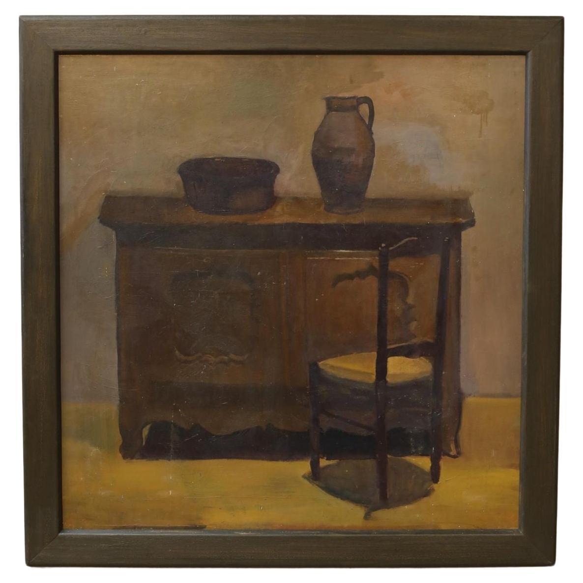 Peinture à l'huile sur carton de Jean Langlois (1923-2014) en vente