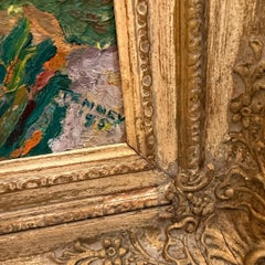 Peinture à l'huile sur panneau dans un cadre monumental de style français