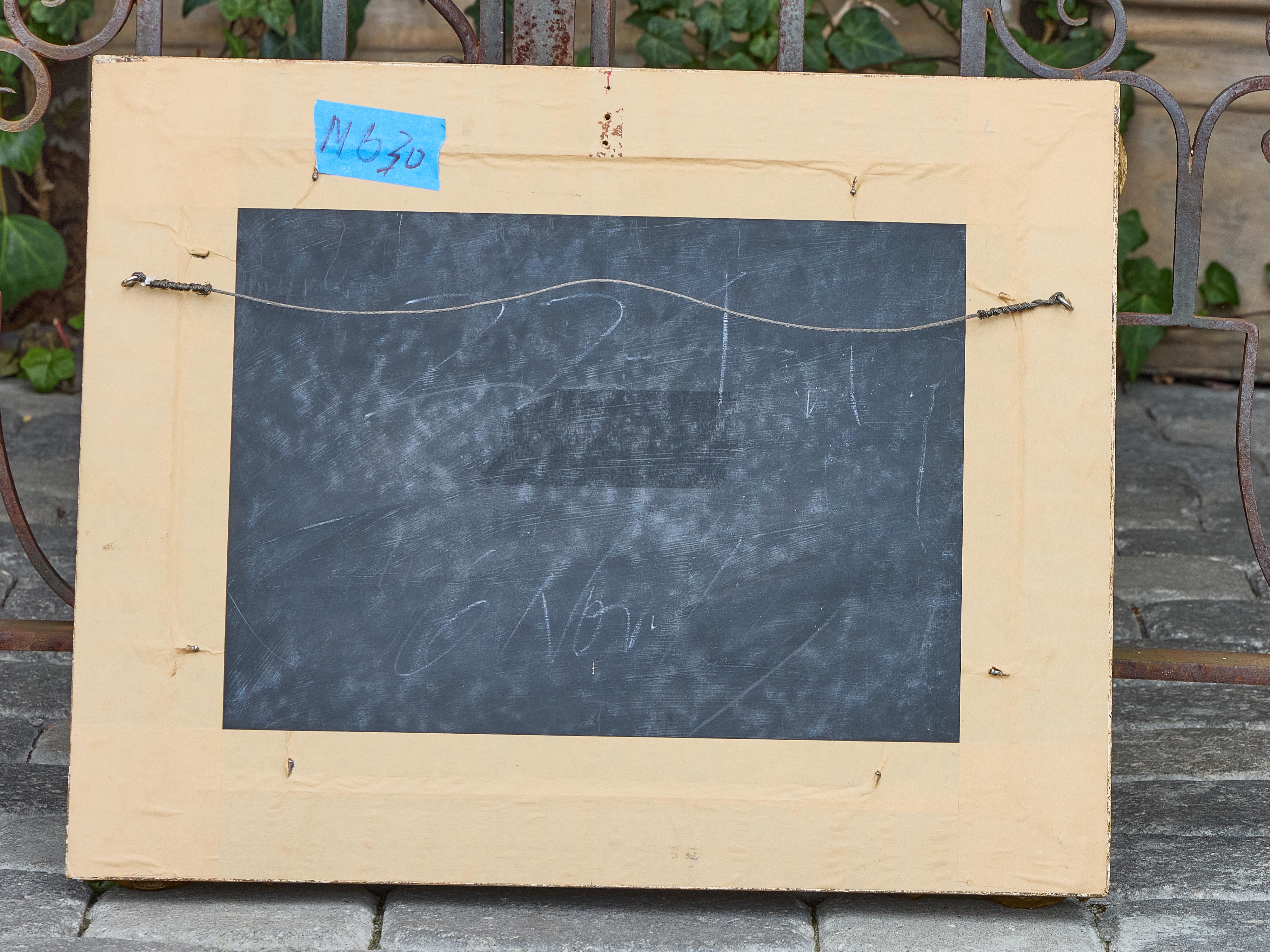 Peinture à l'huile sur panneau représentant un cheval dans une écurie par Louis Nadler, début du 20e siècle en vente 6