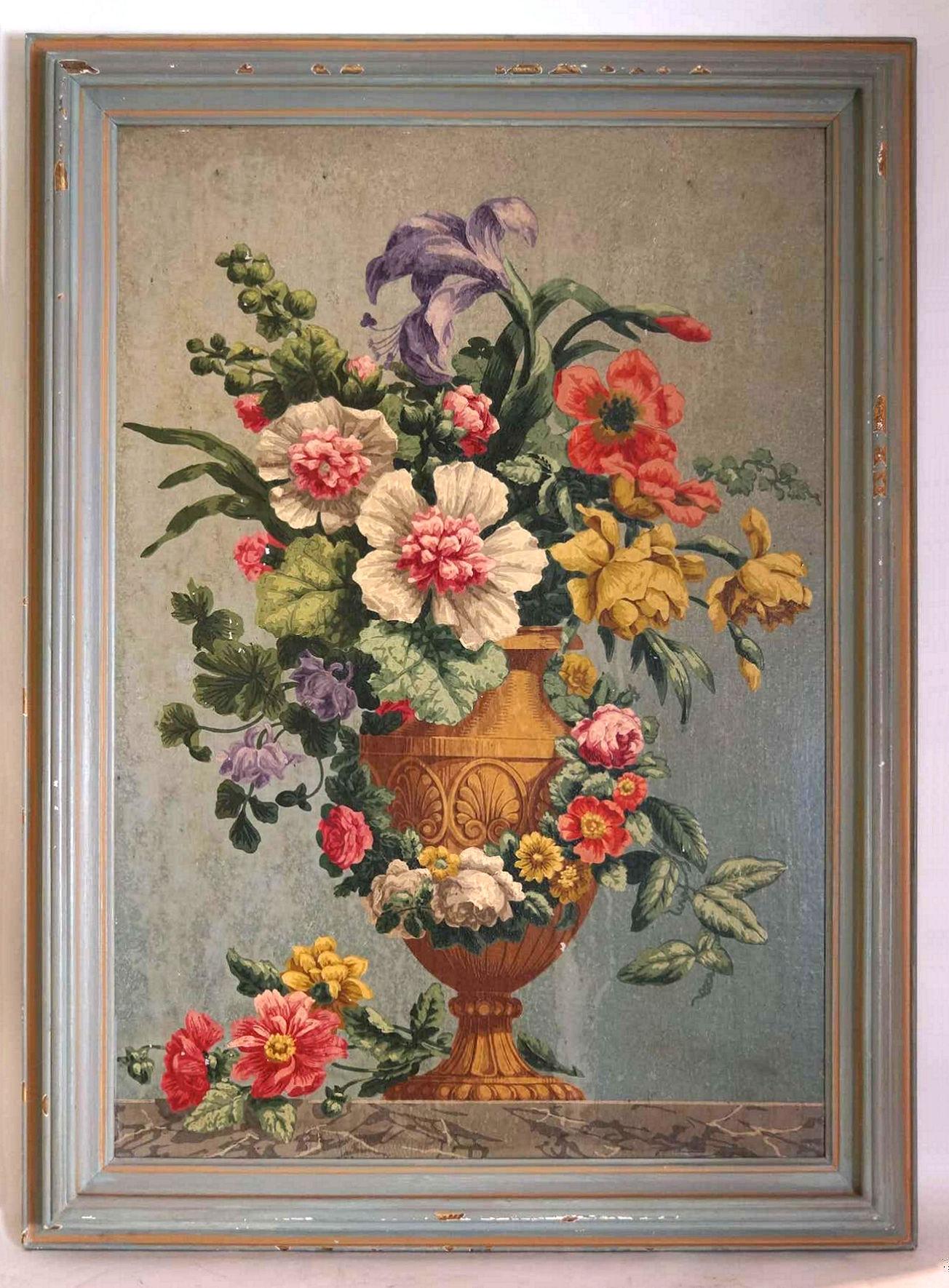 Oil on Board Painting of Still Life with Flowers in Urn In Good Condition For Sale In New York, NY