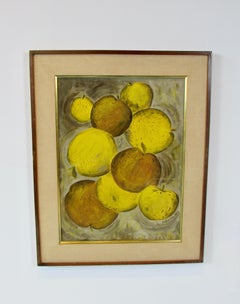 Oil on Board Painting Tossed Fruit Detroit Artist Marietta Reid