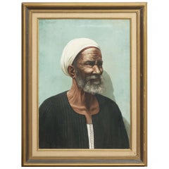 Oil On Board Portrait: a Berber Tribesman by Yervant Chimchidian