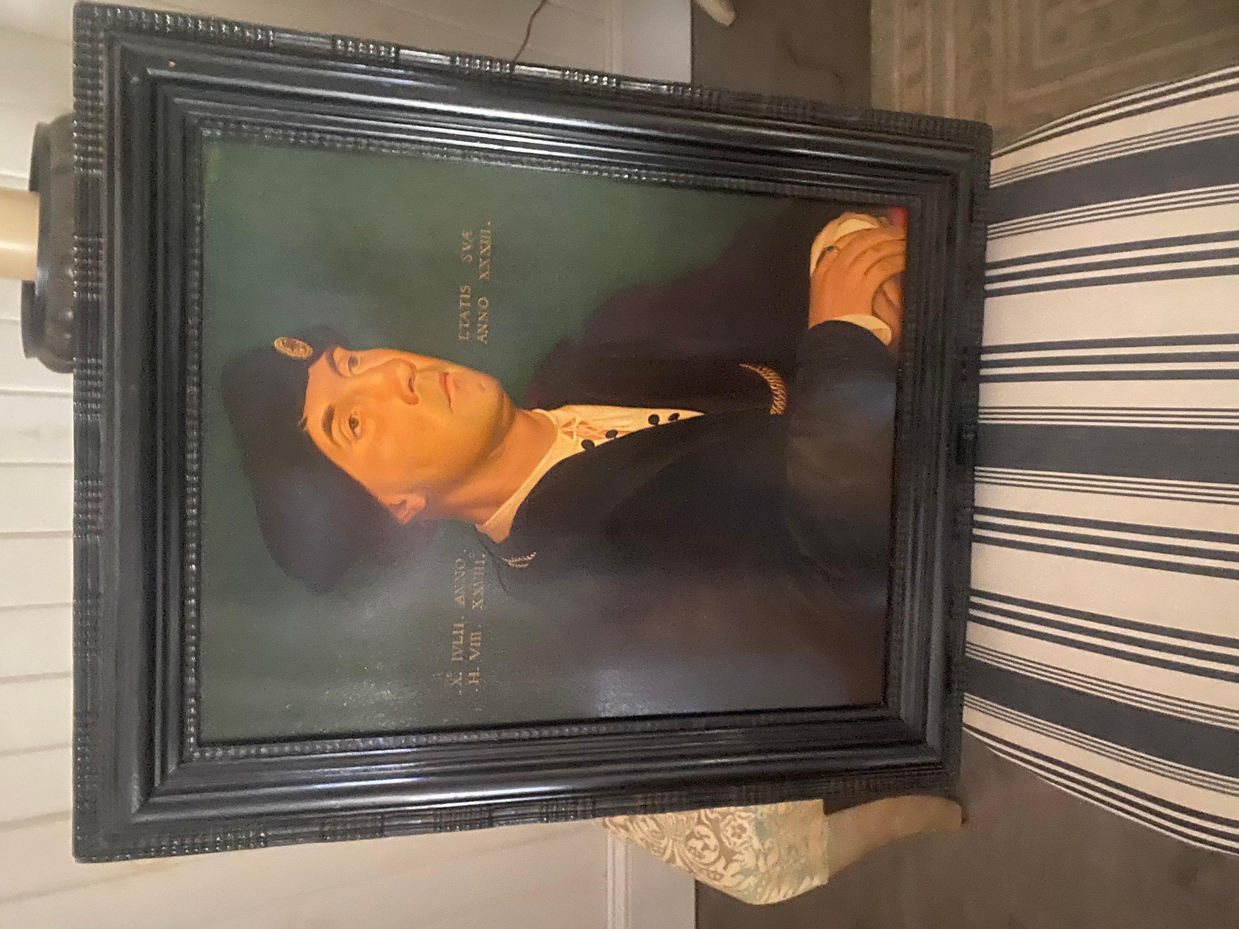 Huile sur carton représentant un gentilhomme du XVIe siècle à la manière de Hans Holbein.  Très majestueux.