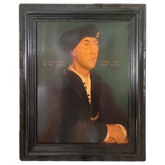 Portrait à l'huile sur carton d'un gentilhomme du XVIe siècle.  Très majestueux.