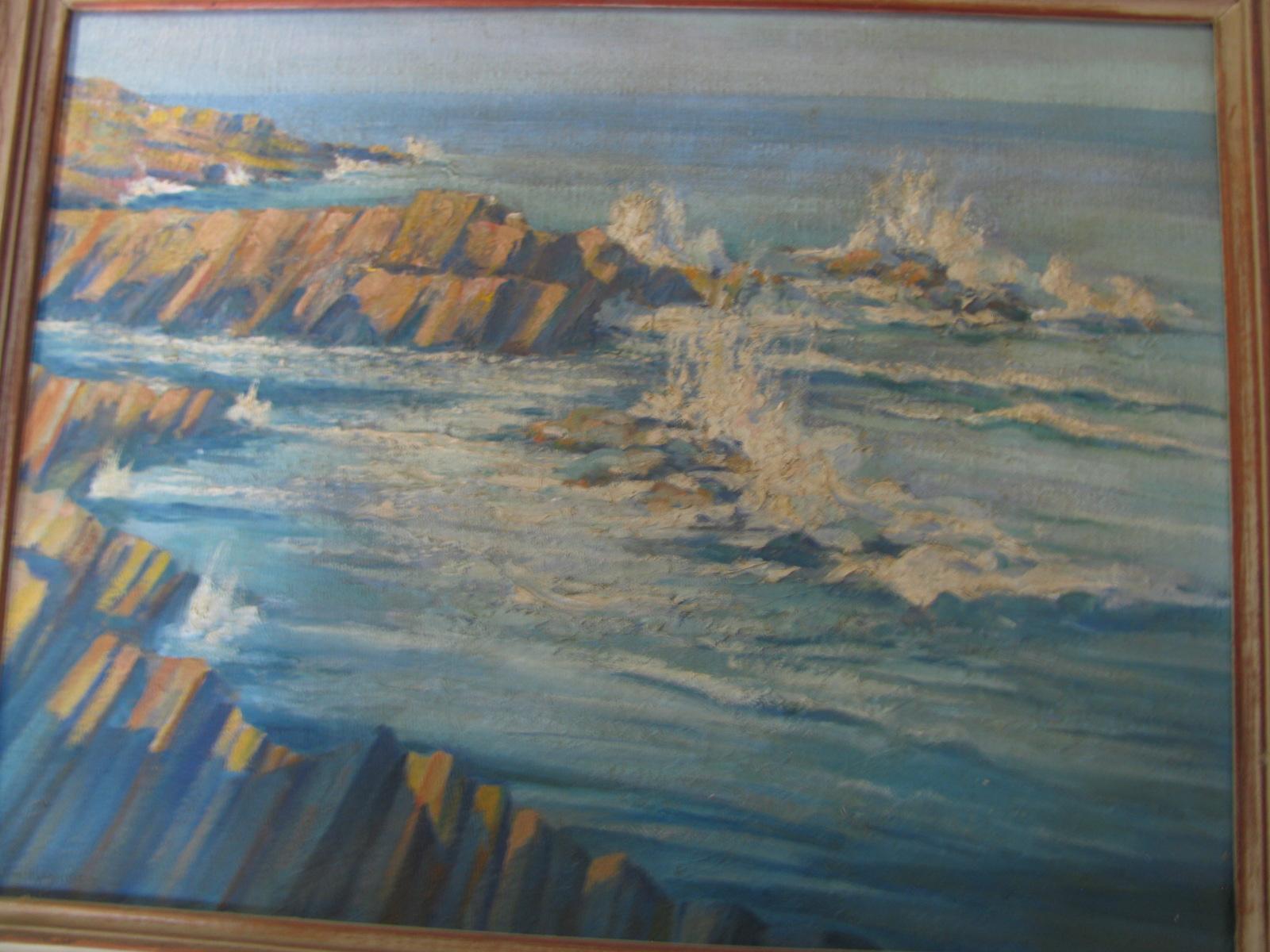 Oil on Board Seascape by Maine Artist Charles Andrew Hafner, 1937 In Good Condition In Port Jervis, NY