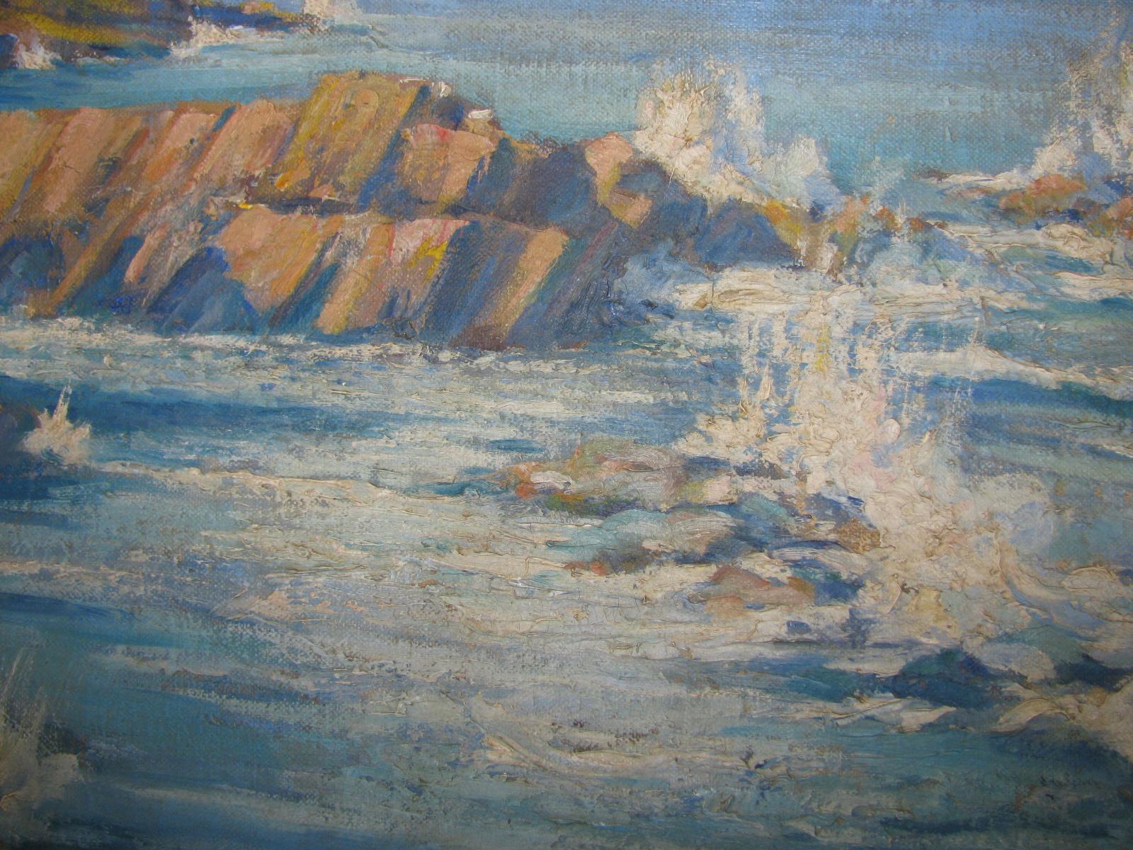 Mid-20th Century Oil on Board Seascape by Maine Artist Charles Andrew Hafner, 1937