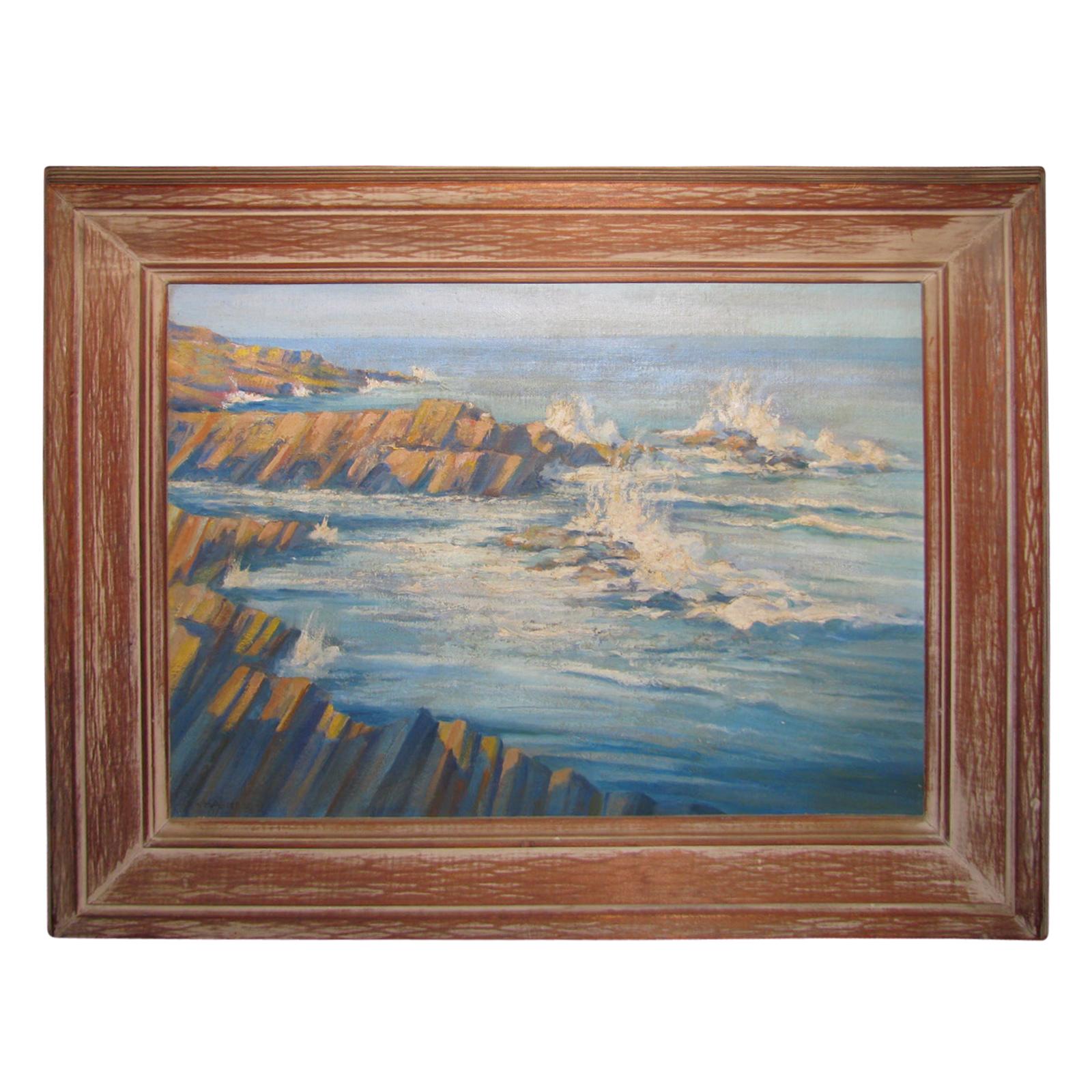 Oil on Board Seascape by Maine Artist Charles Andrew Hafner, 1937