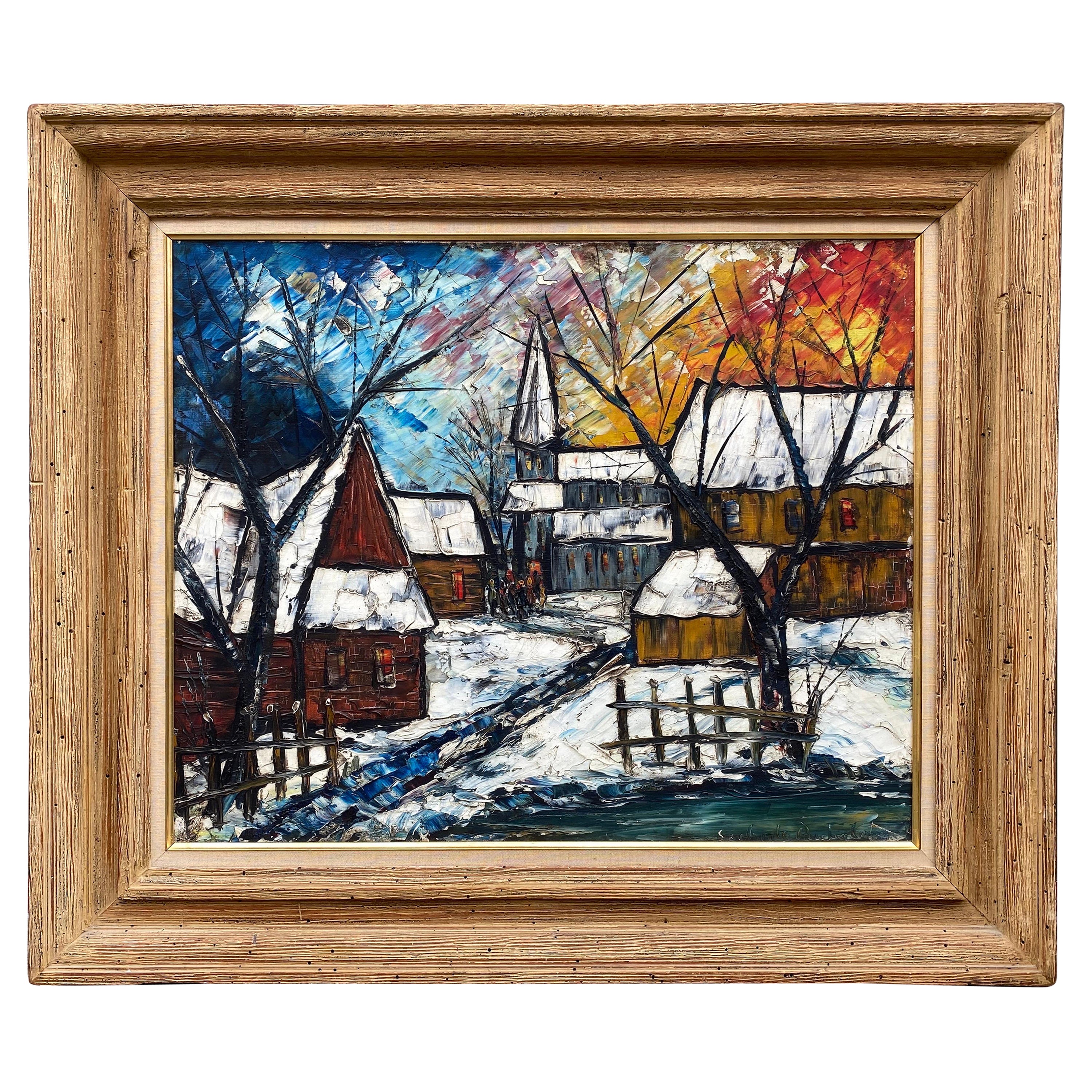 Oil on Board Winter Landscape, Signed Sacha Di Puchalo