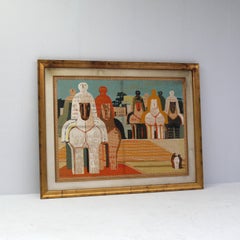 Oil on canva artwork by Salvatore Fiume , Isola di statue , ca. 1980–1989