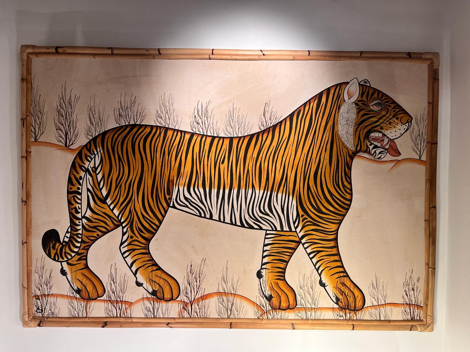 Late 20th Century Oil on canva tiger by Jaime Parladé 