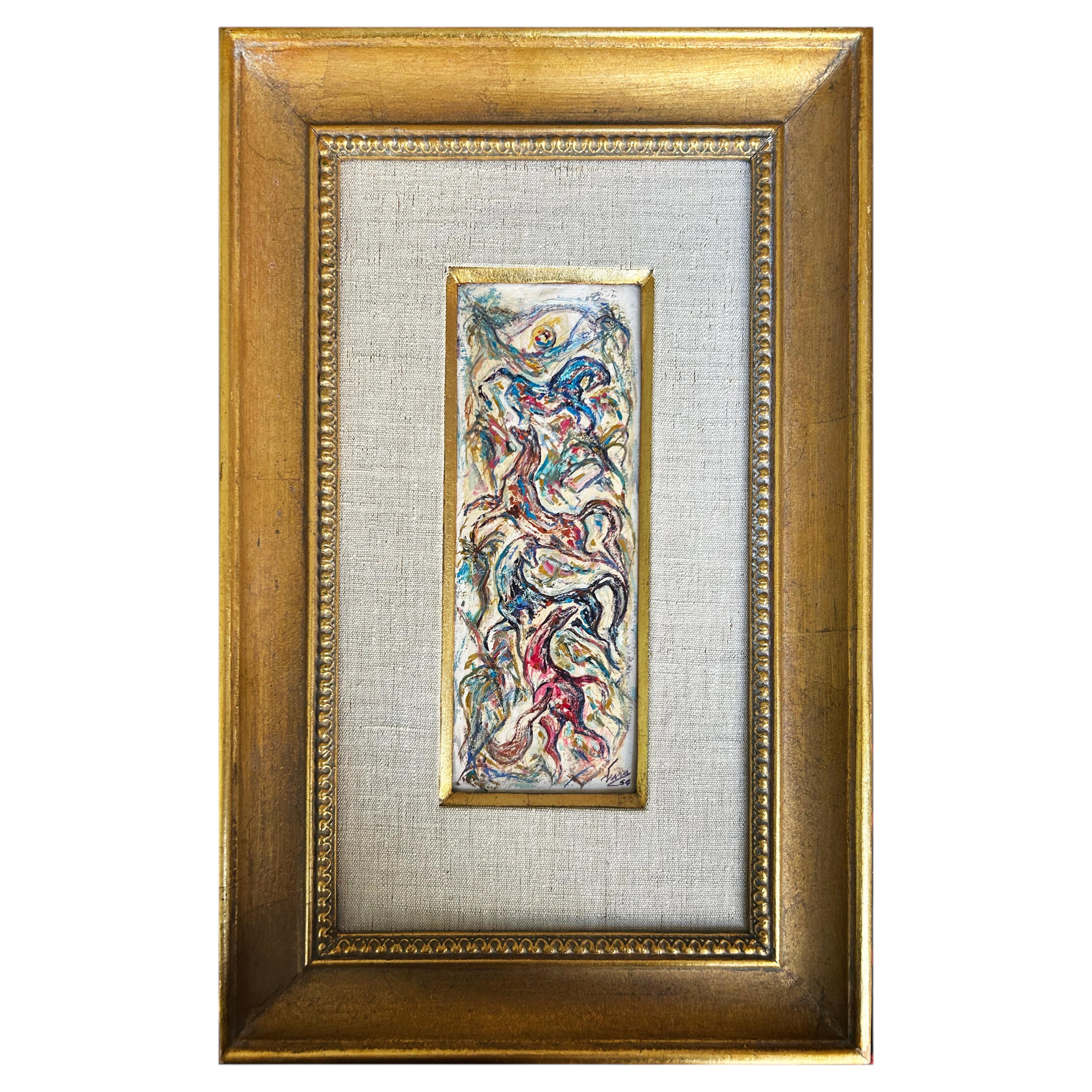 Oil on canvas 1954 Javier Ciria (1904–1991) Intertwined Horses For Sale