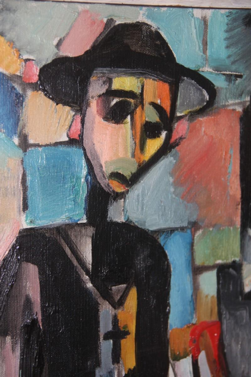 Oil on Canvas 1969 Depicting Jewish Priest with Signature in the Back For Sale 3