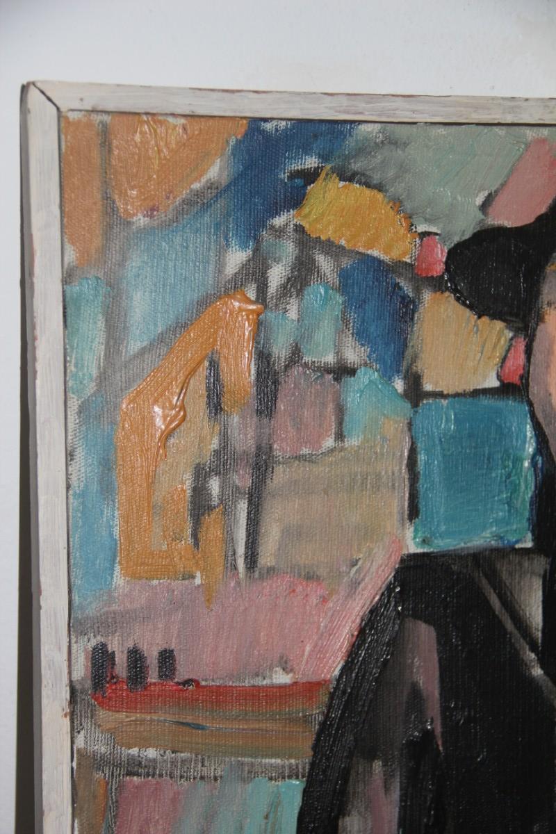 Huile sur toile - 1969 - Représentation d'un prêtre juif avec signature au dos en vente 8