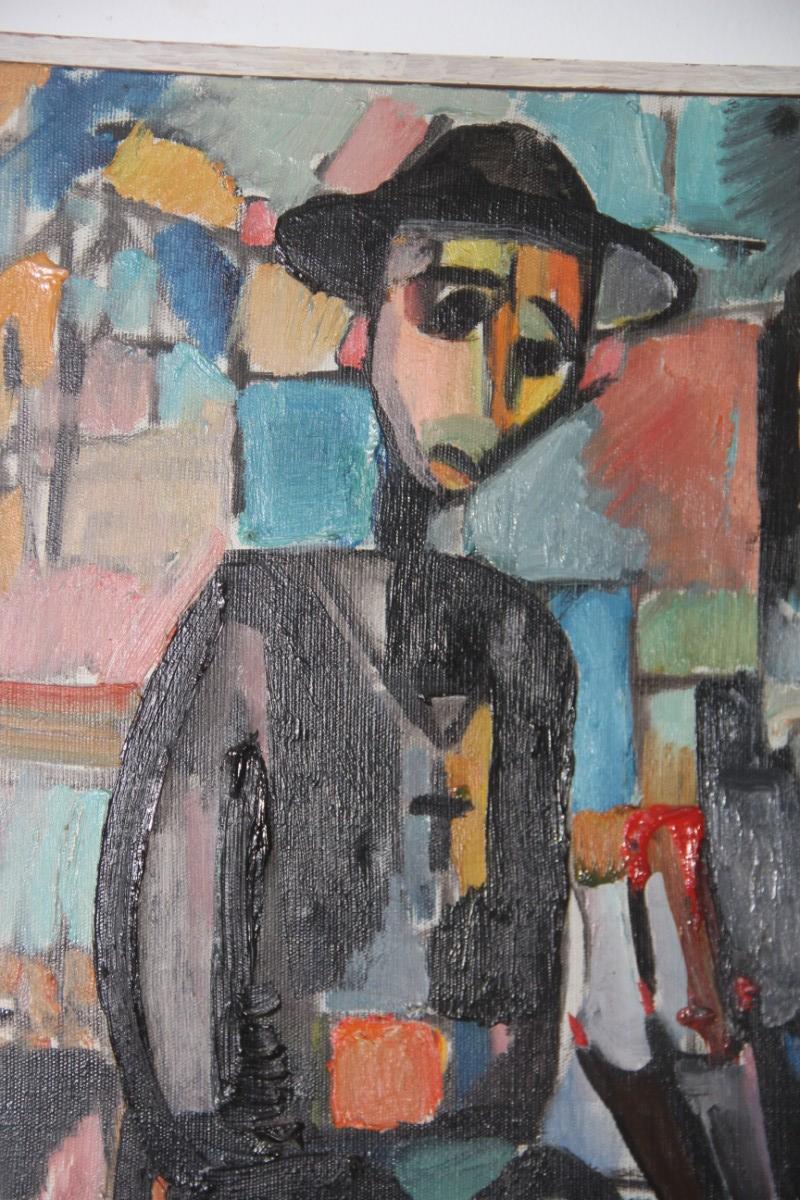 Oil on canvas 1969 depicting Jewish Priest, with signature in the back.