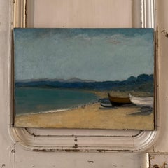 Oil on Canvas, 20th Century, Beach and Fishing Boats by G. Carlos