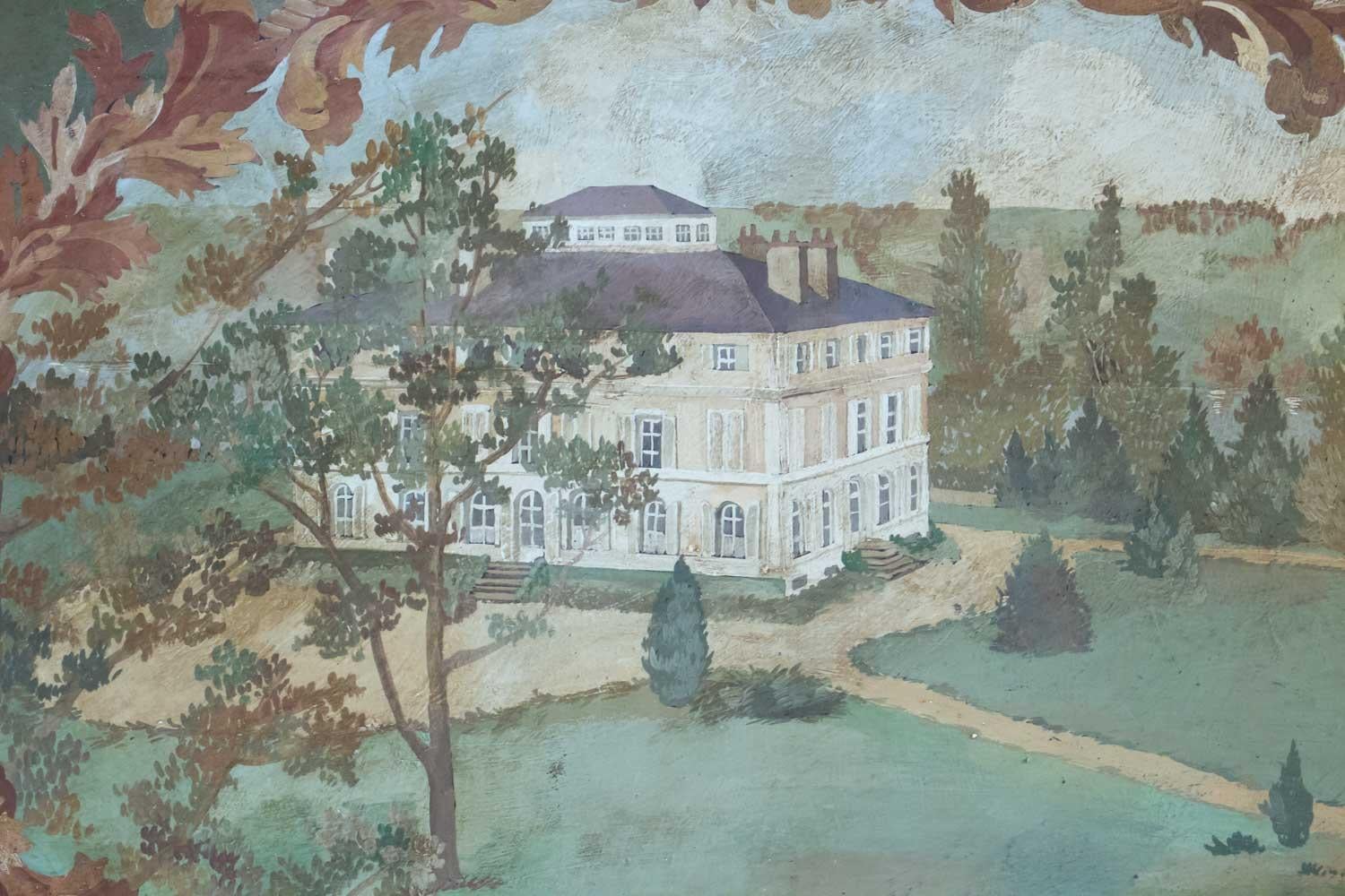 Belle Époque Oil on Canvas 20th Century of the Chateau de la Marche en Nievre For Sale