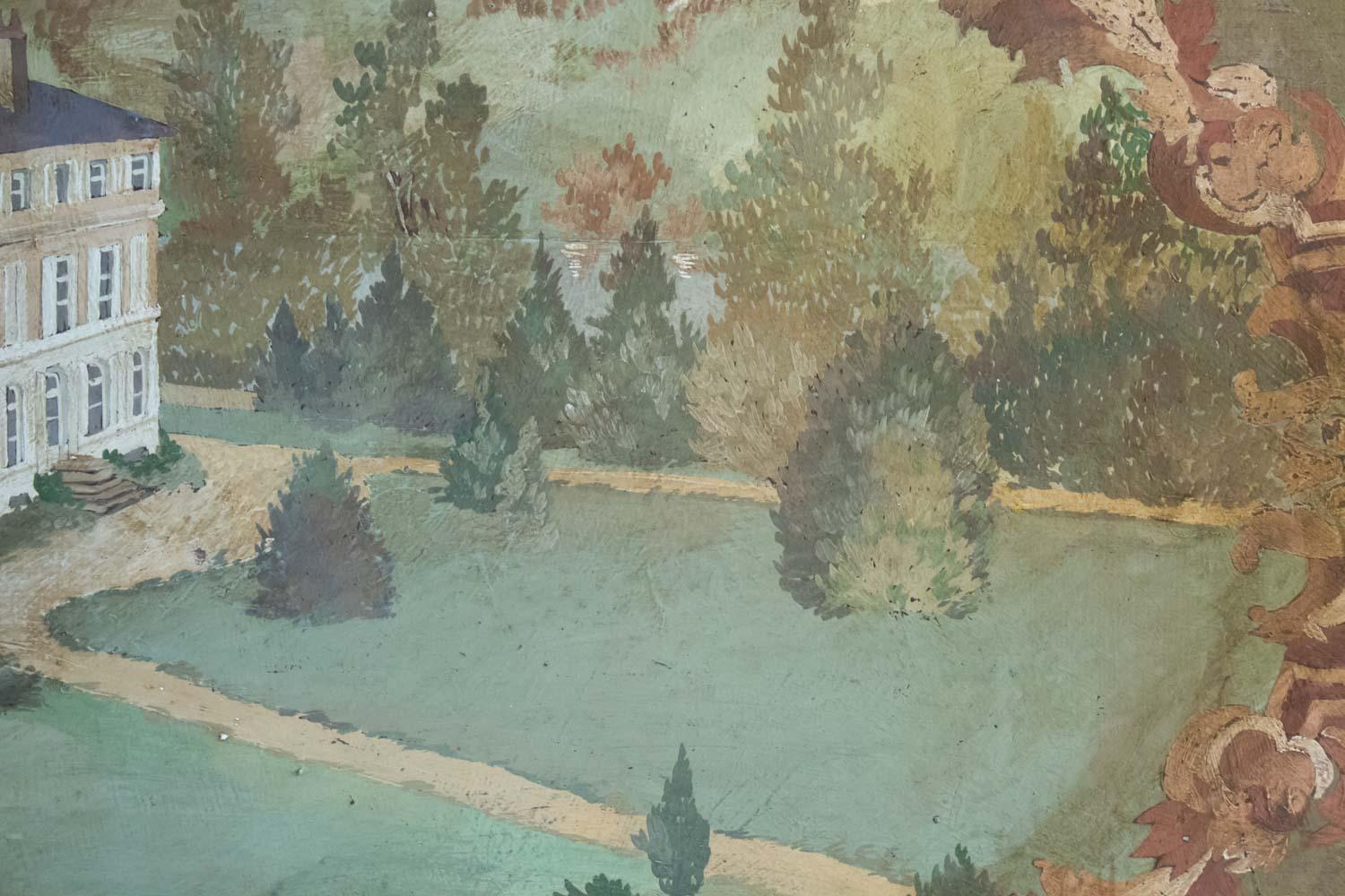 Paint Oil on Canvas 20th Century of the Chateau de la Marche en Nievre For Sale