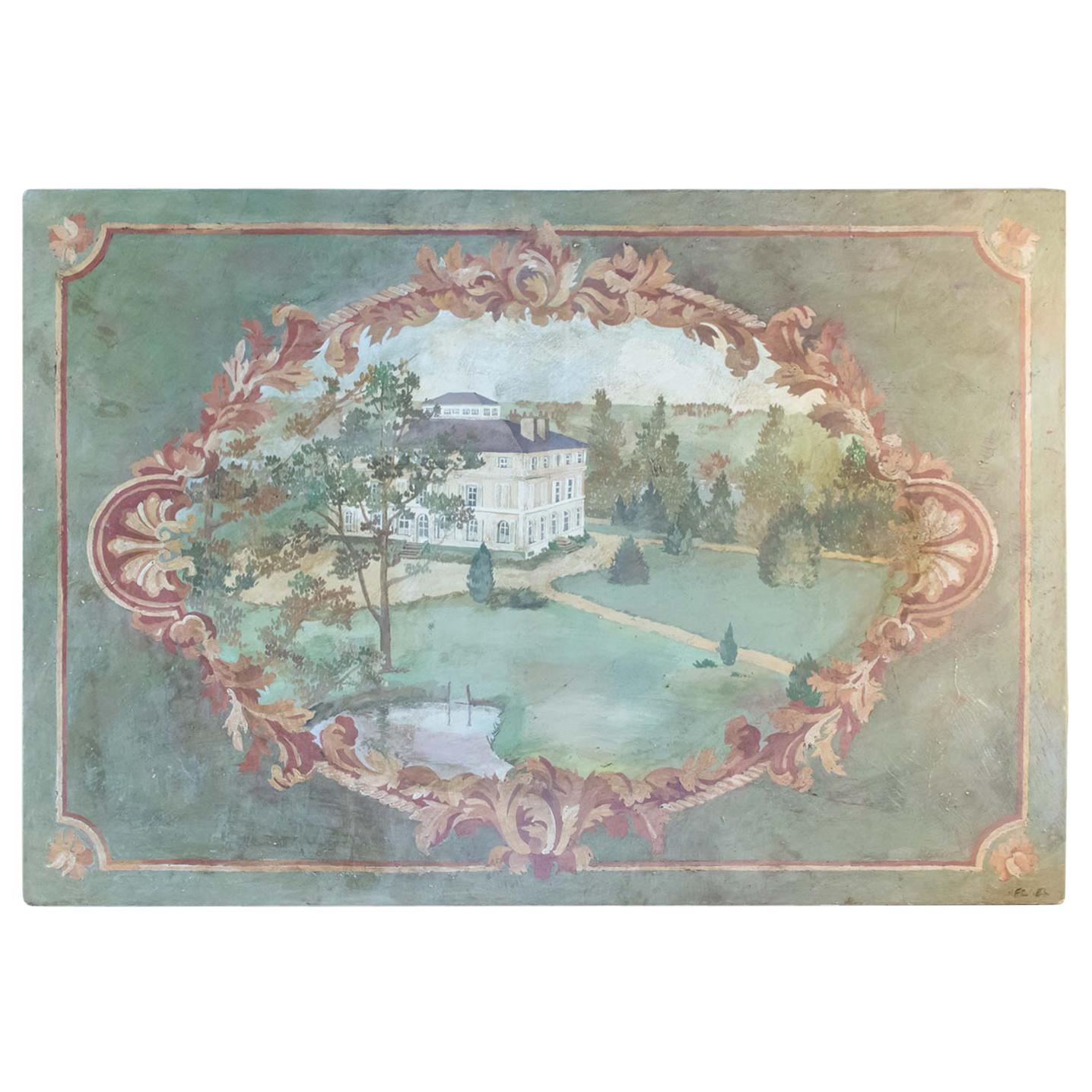 Oil on Canvas 20th Century of the Chateau de la Marche en Nievre For Sale