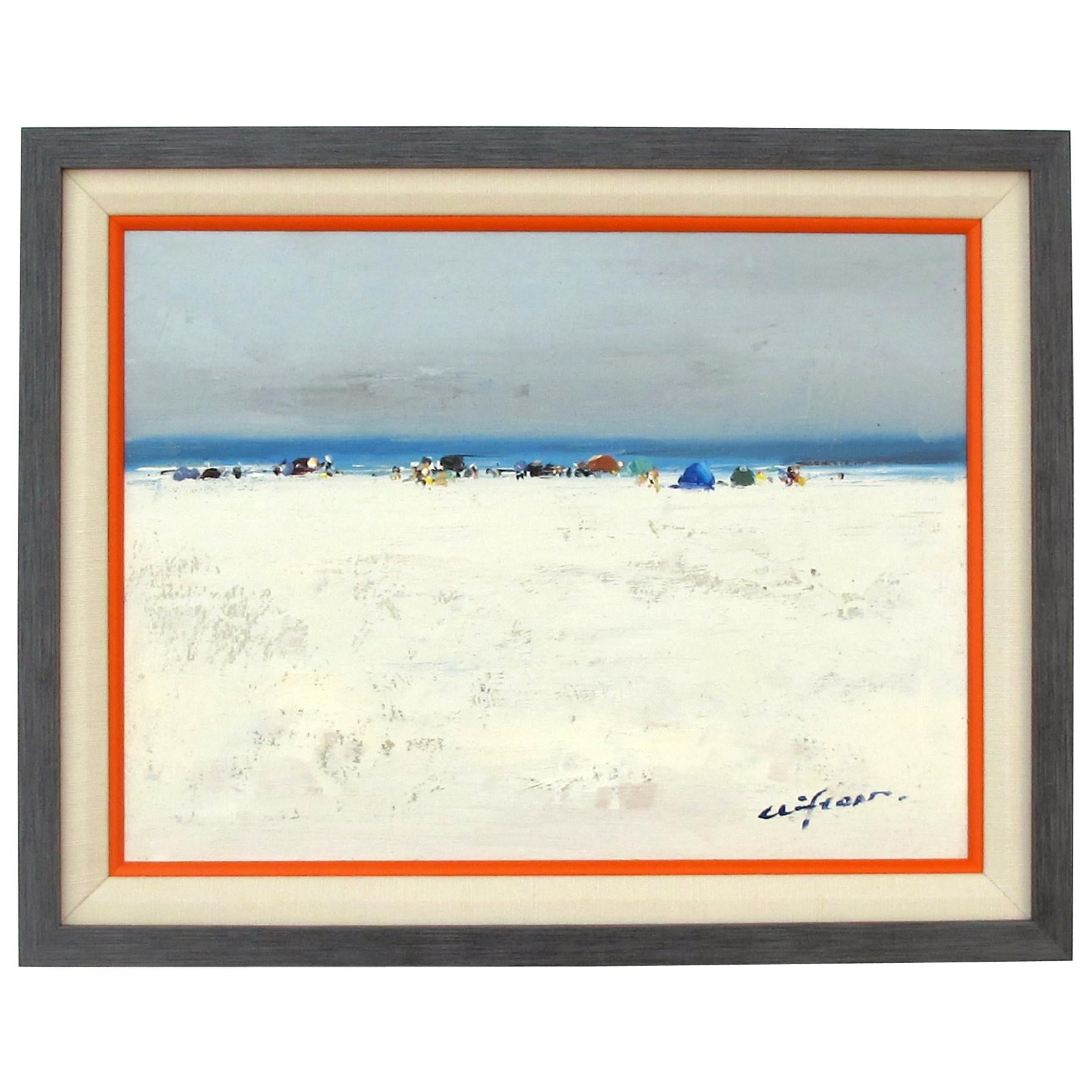 Oil on Canvas; a Serene Impressionist Beach Scene Painting; Signed 'Clifton'