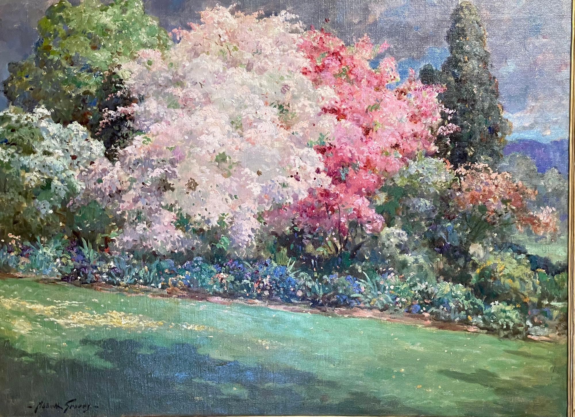 Oil on Canvas, Abbott Fuller Graves, Spring Garden, Kennebunkport, Christies NYC In Good Condition For Sale In Stamford, CT