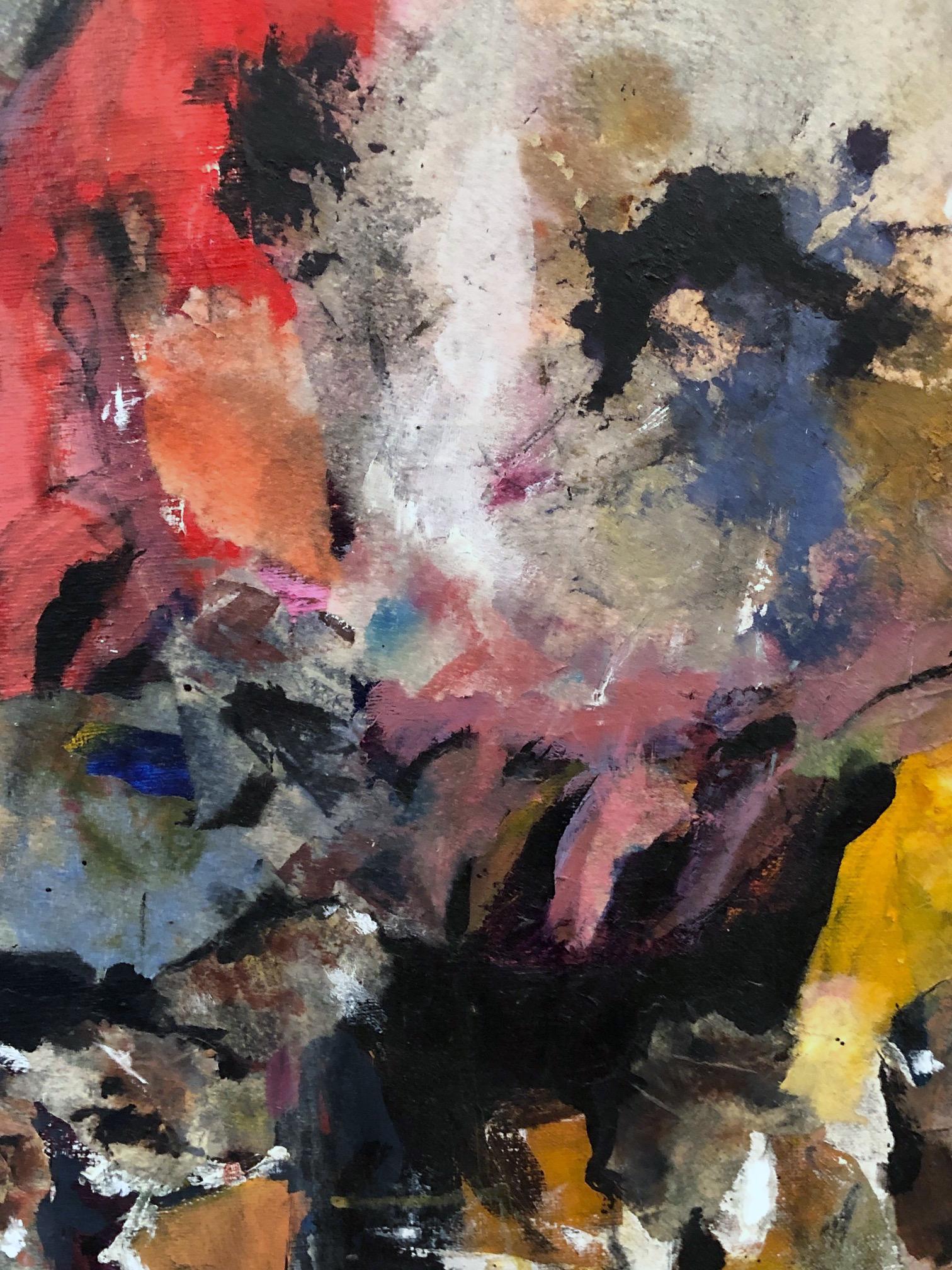 Hand-Painted Oil on Canvas: Abstract Expressionist Painting by Ann Gallagher, dated 1972 For Sale