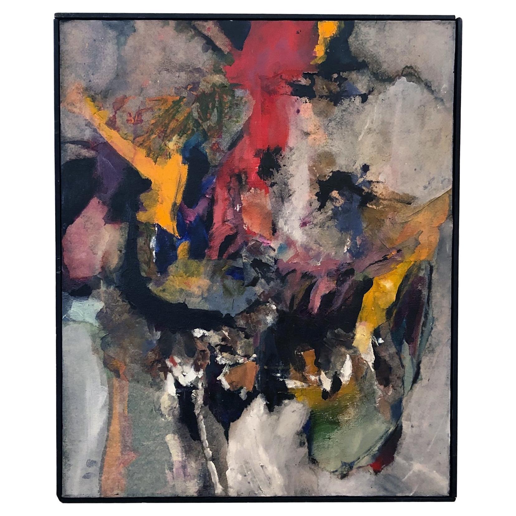 Olio su tela: Quadro espressionista astratto di Ann Gallagher, datato 1972