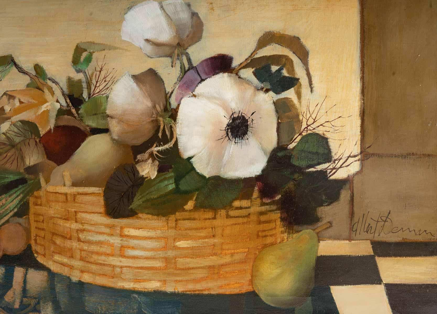 Oiled Oil On Canvas - Albert Deman - Still Life - XXth For Sale