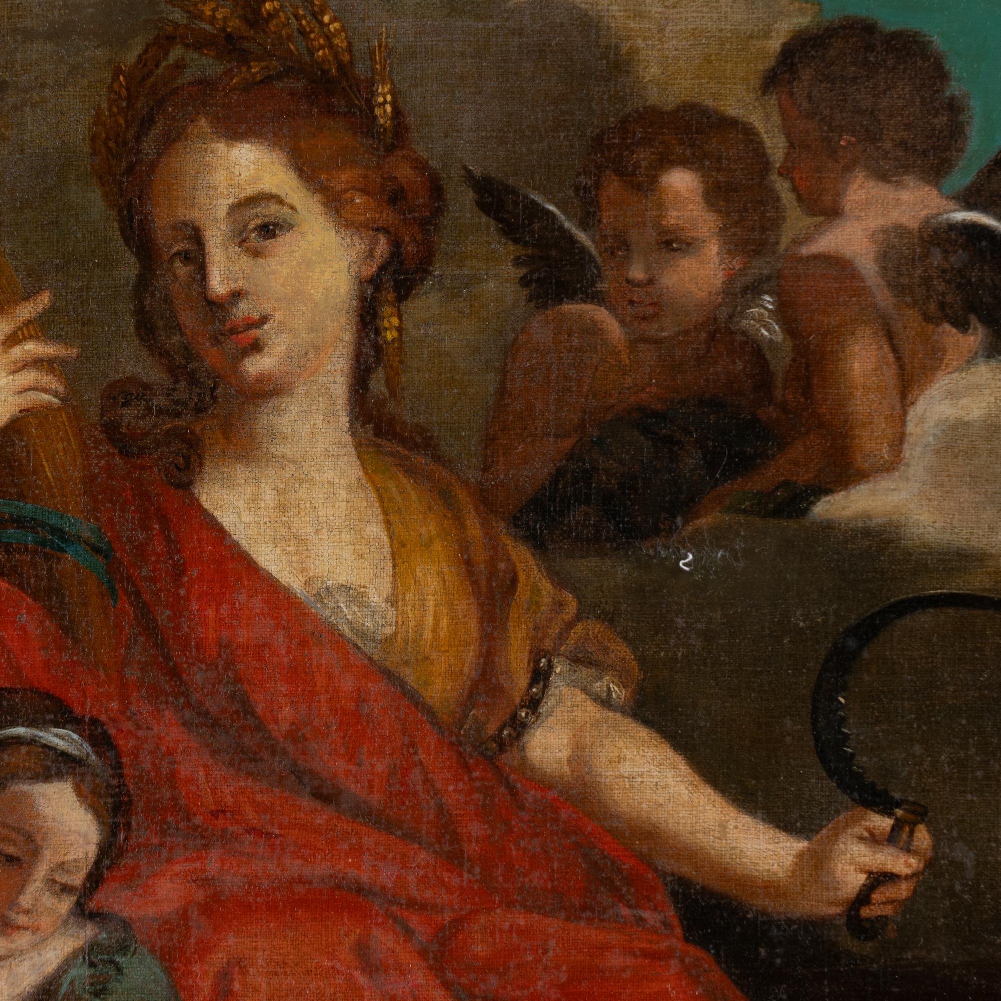 Öl auf Leinwand Allegorisches Gemälde der Weinlese mit Demeter, Italien um 1750-70 im Angebot 1