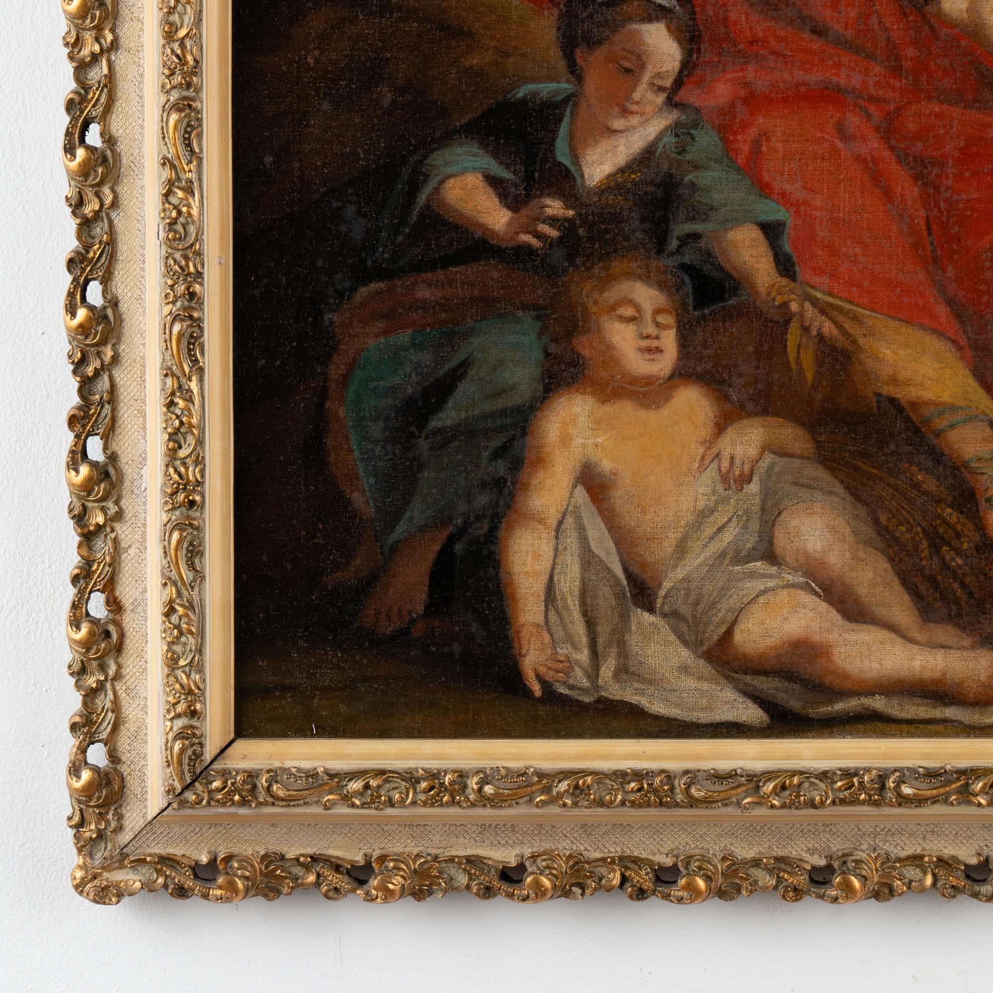 Öl auf Leinwand Allegorisches Gemälde der Weinlese mit Demeter, Italien um 1750-70 im Angebot 4