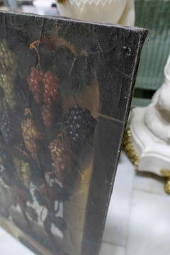 Oil on Canvas Antique Still Life of Grapes with Varieties