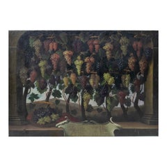 Oil on Canvas Antique Still Life of Grapes with Varieties