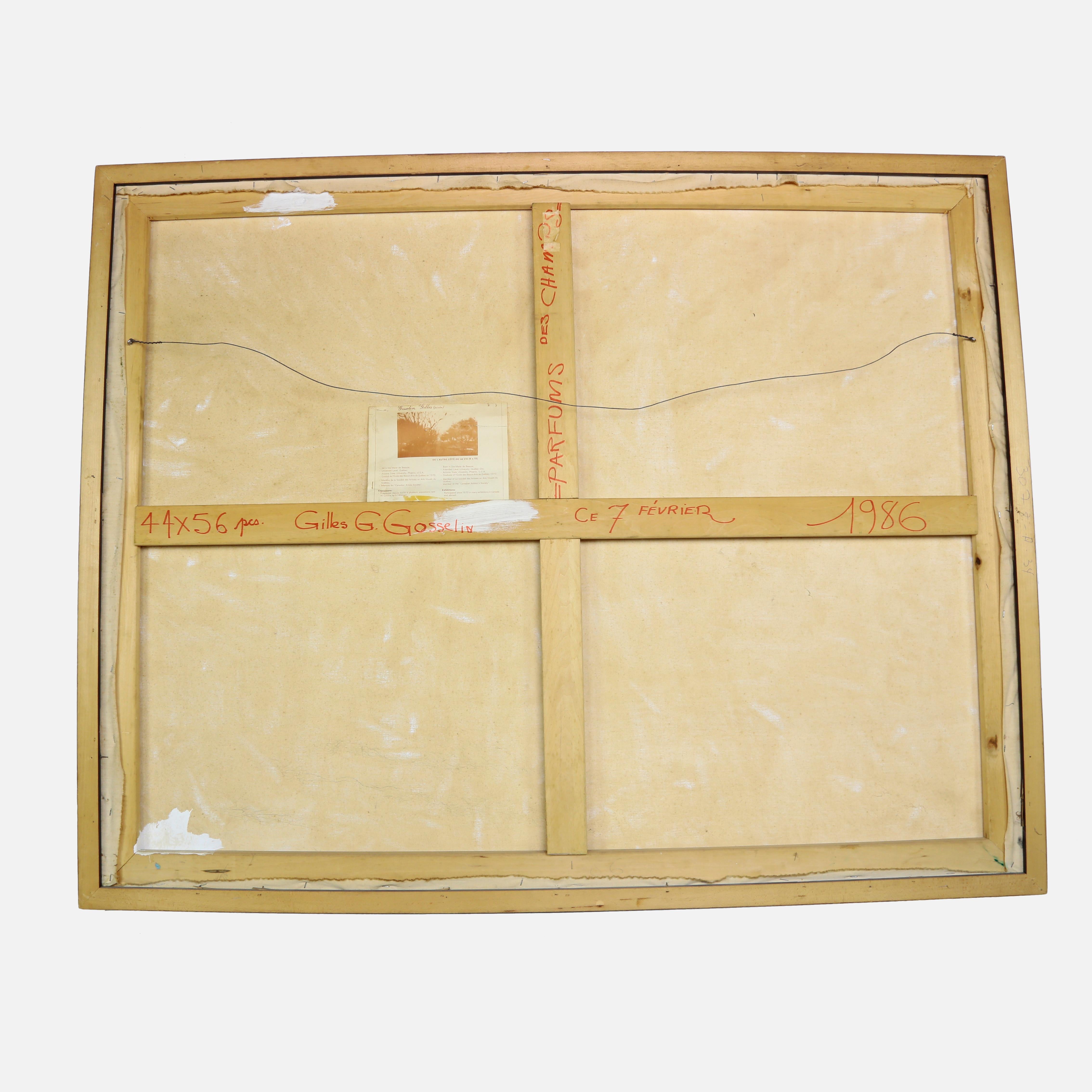 Mid-Century Modern Huile sur toile signée par l'artiste Gilles Gosselin