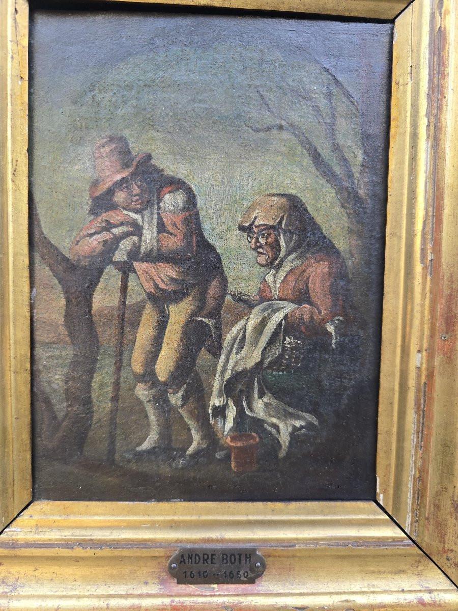 Peint à la main Huile sur toile attribuée à Andries Both - 17e siècle en vente